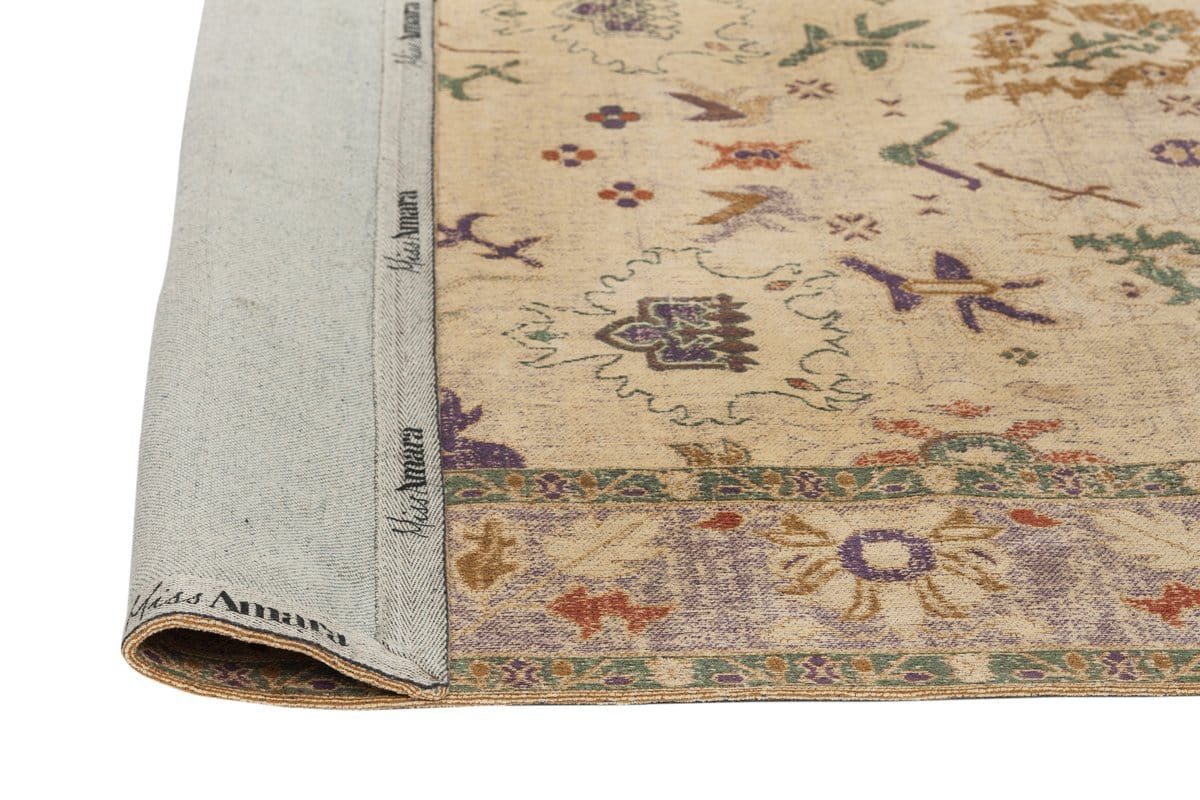 Olivia Boho Traditional Beige Purple and Coral Rug - Image 8