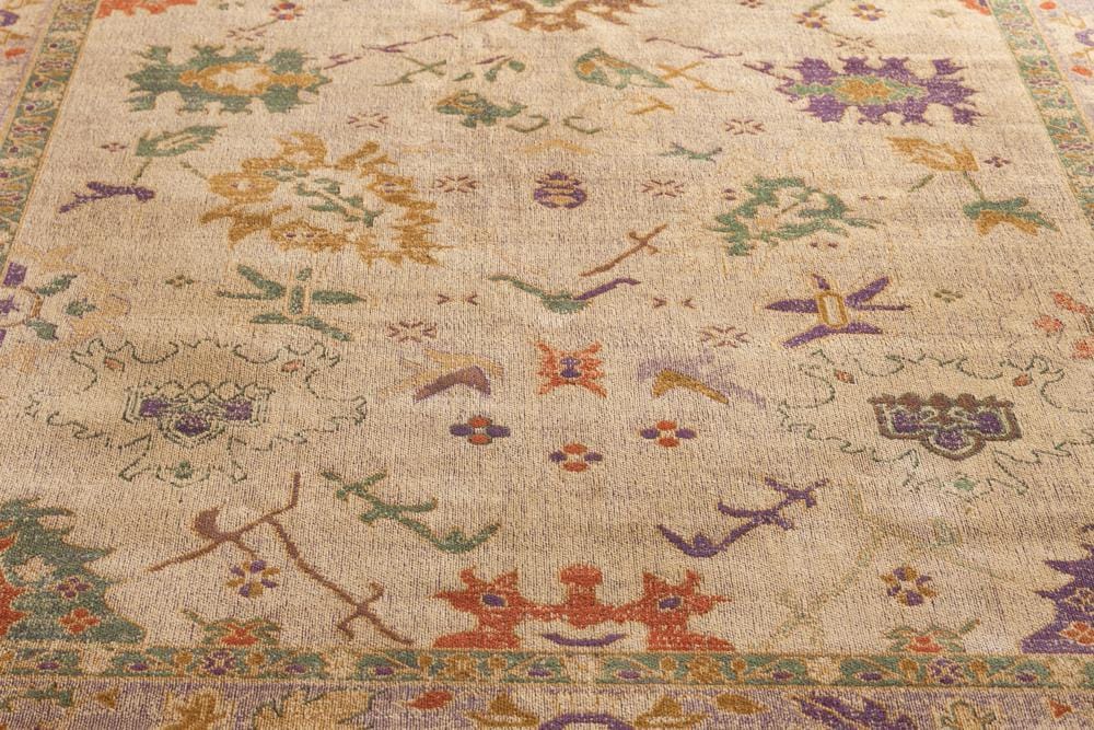 Olivia Boho Traditional Beige Purple and Coral Rug - Image 9