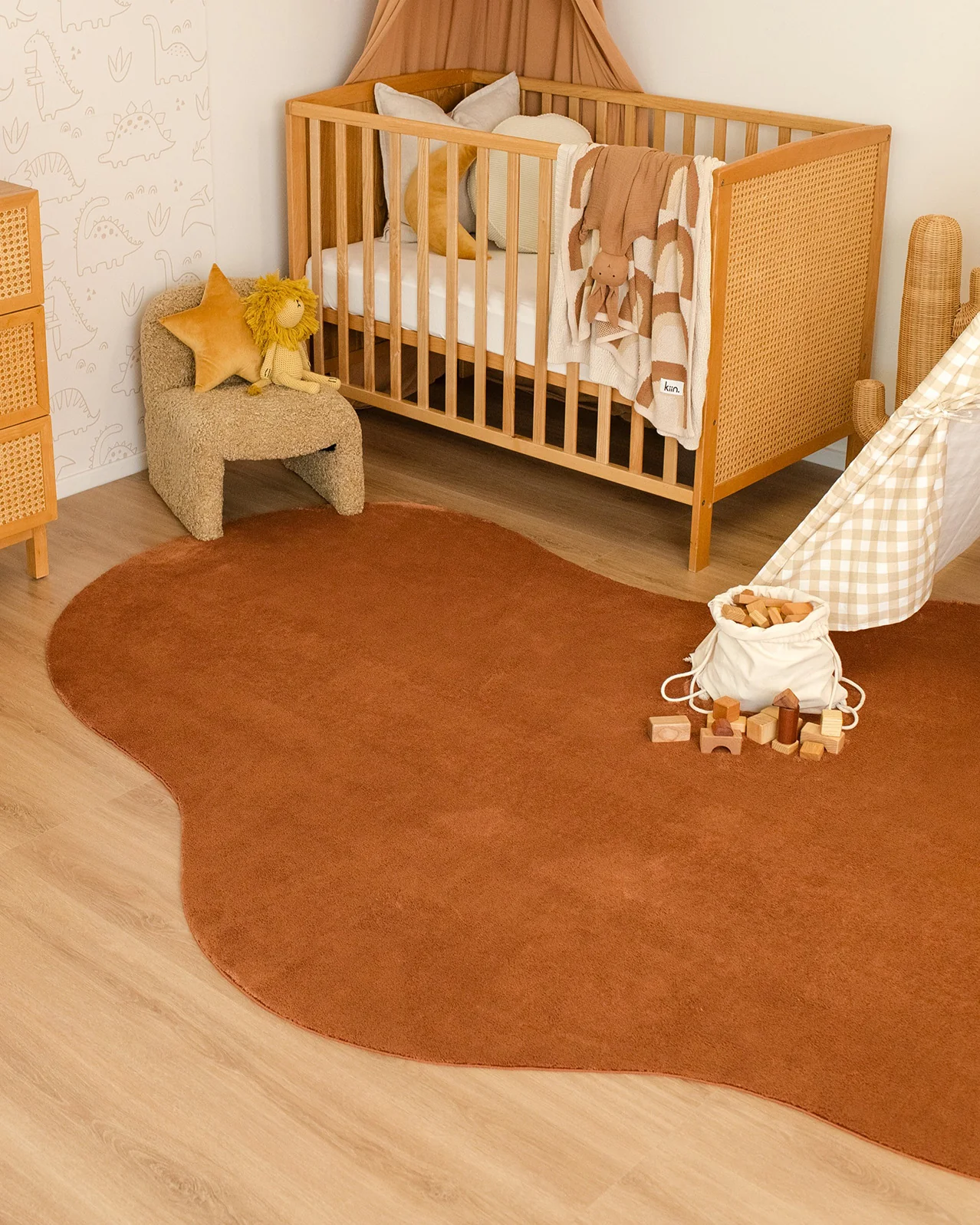 Oluchi Terracotta Brown Irregular Washable Rug - Image 4