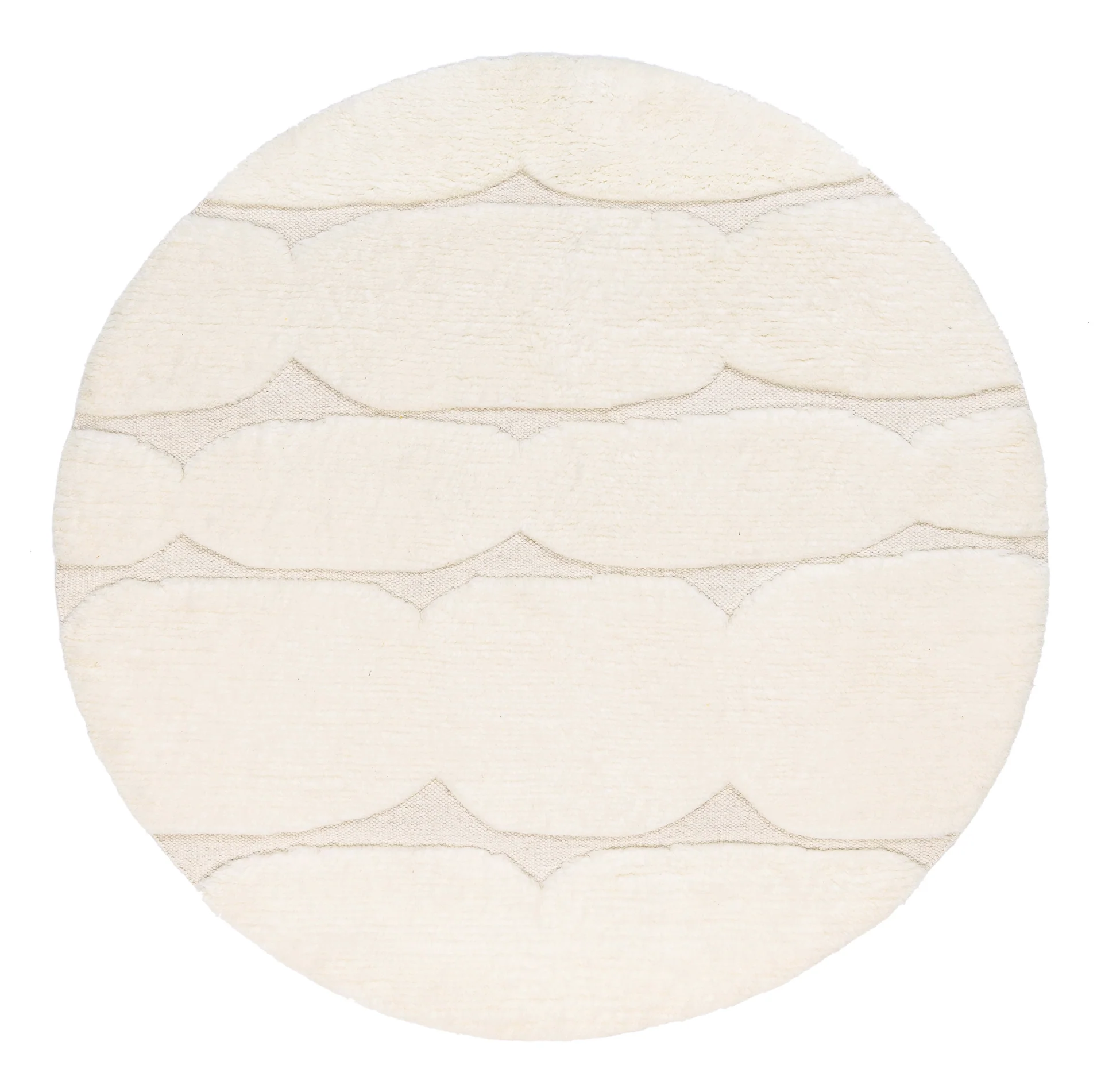 Omaira Ivory Textured Wool Round Rug