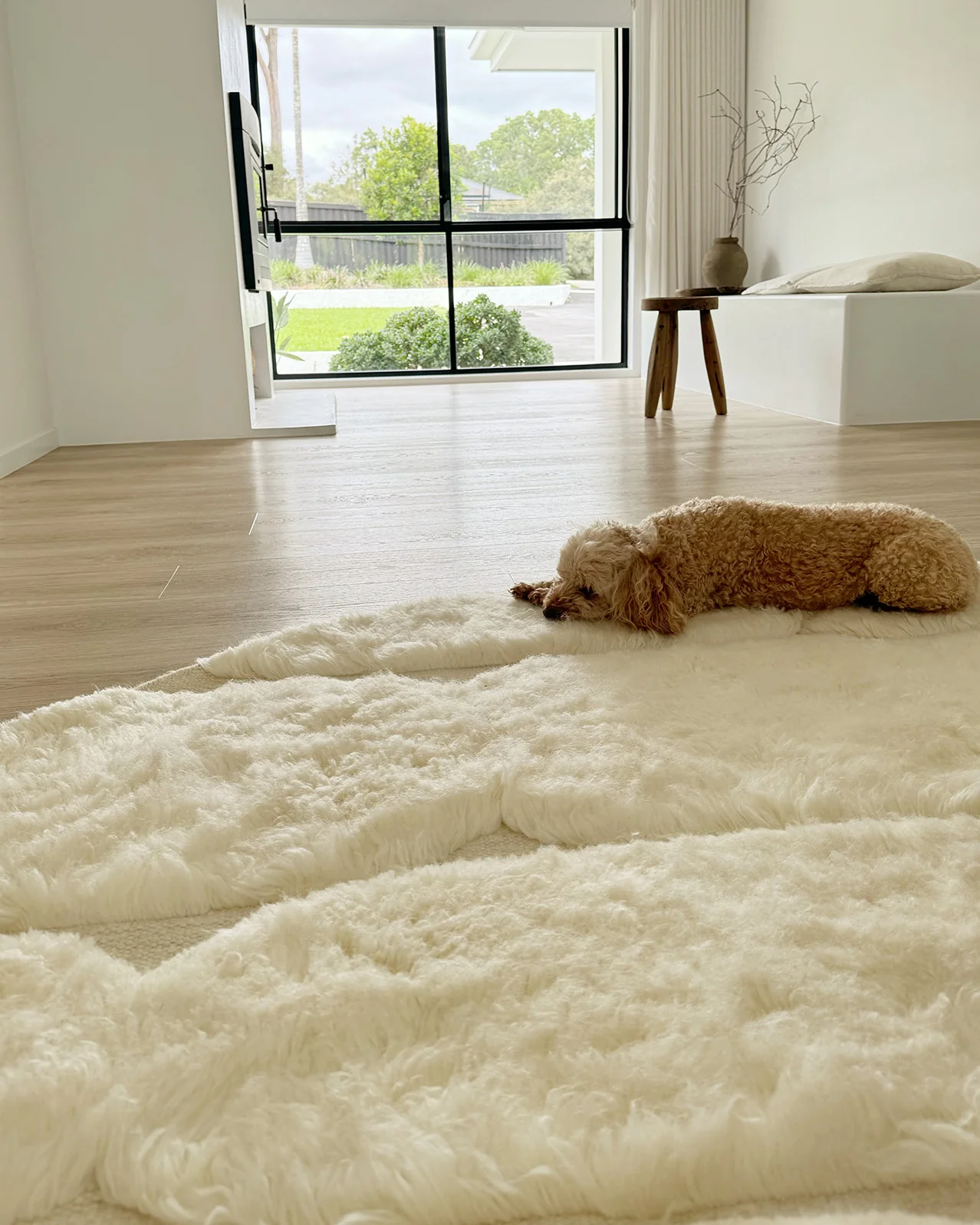 Omaira Ivory Textured Wool Round Rug - Image 6