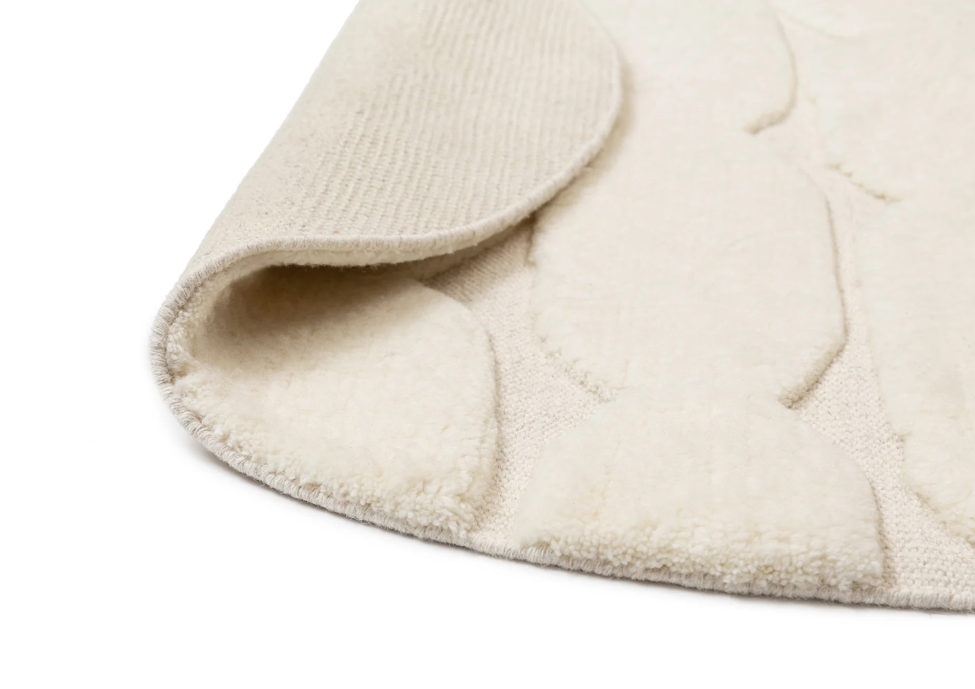 Omaira Ivory Textured Wool Round Rug - Image 9