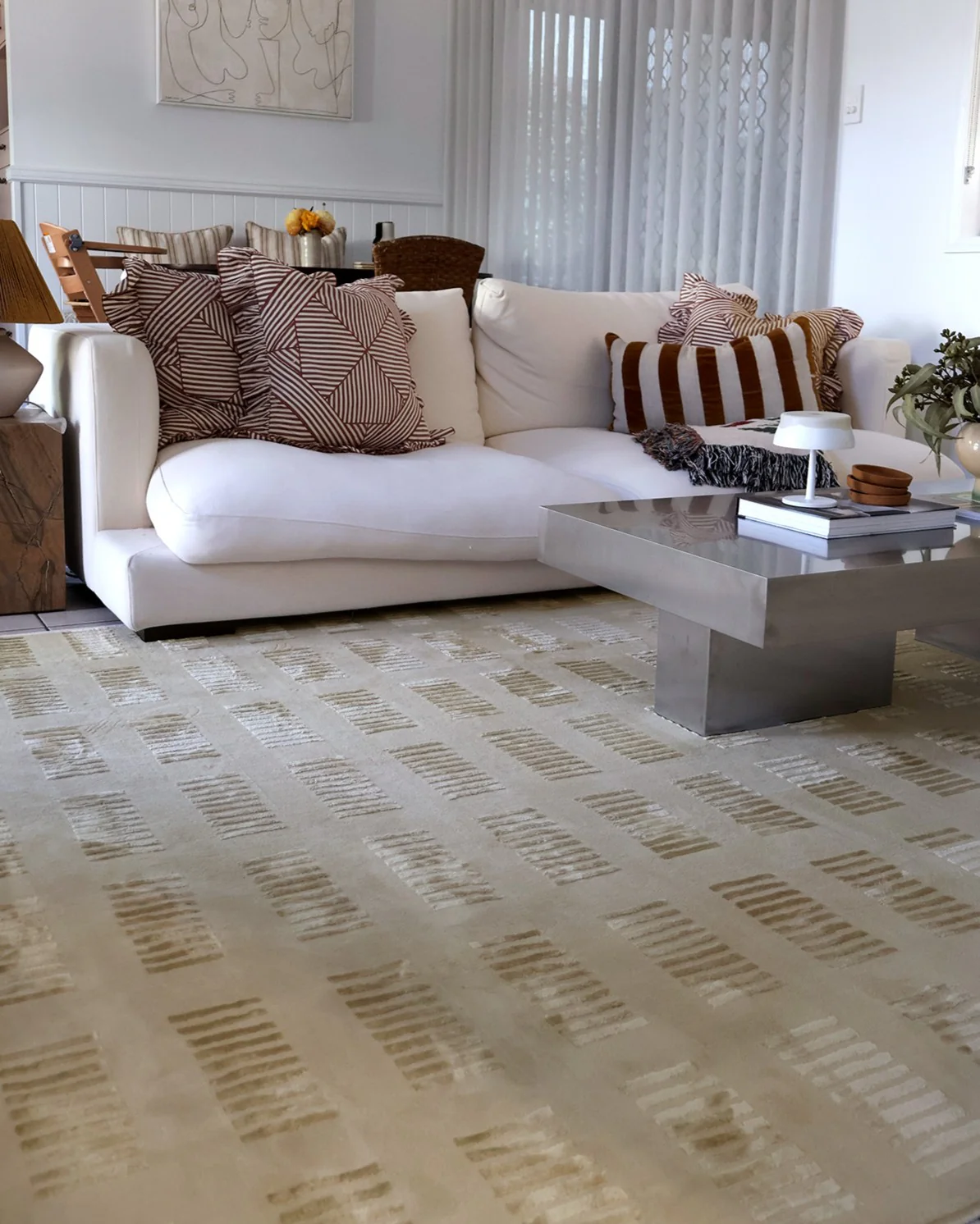 Ouargia Textured Geometric Neutral Rug - Image 2