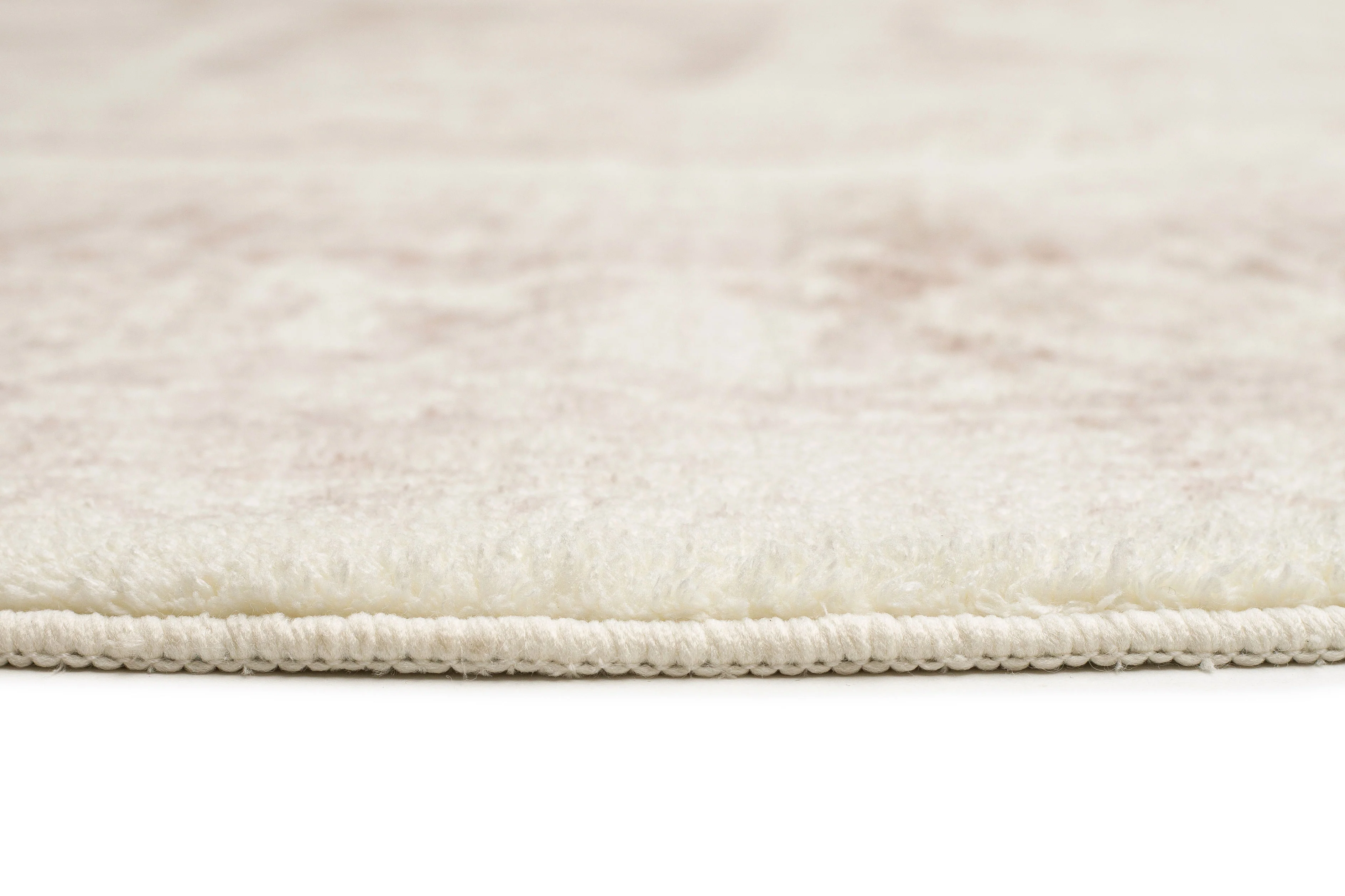 Patina Cream and Beige Distressed Washable Round Rug - Image 10