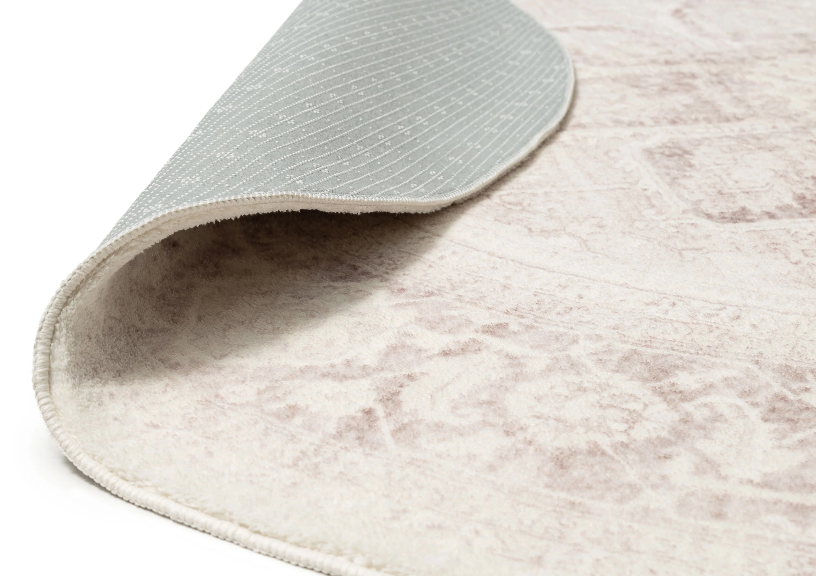 Patina Cream and Beige Distressed Washable Round Rug - Image 8