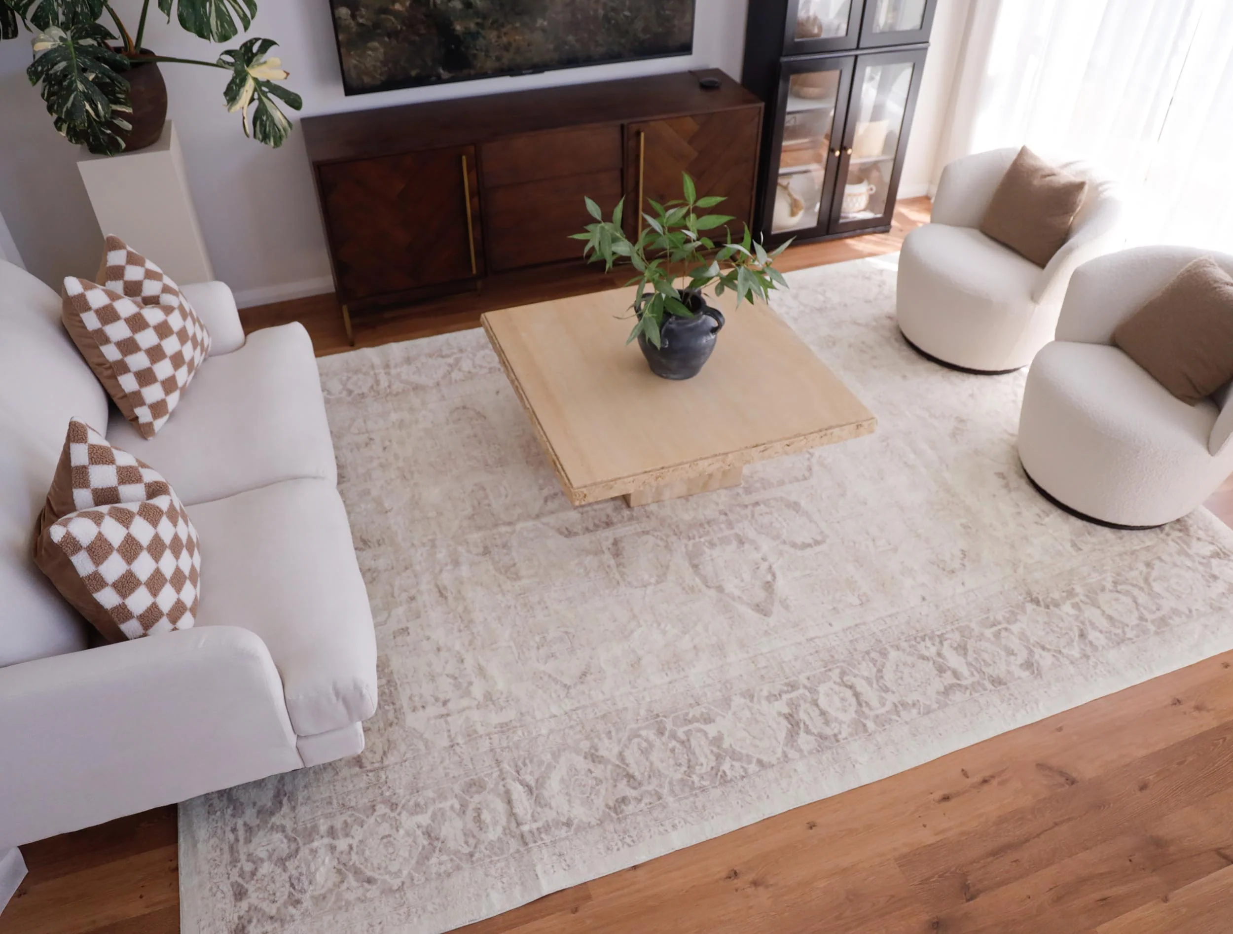 Patina Cream and Beige Distressed Washable Rug - Image 16