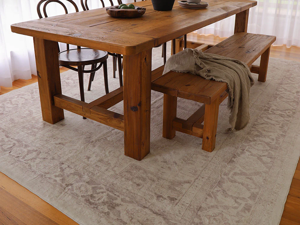 Patina Cream and Beige Distressed Washable Rug - Image 4