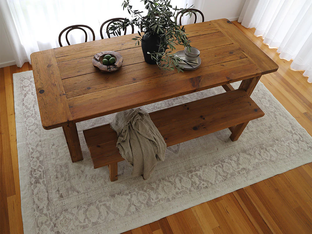 Patina Cream and Beige Distressed Washable Rug - Image 5