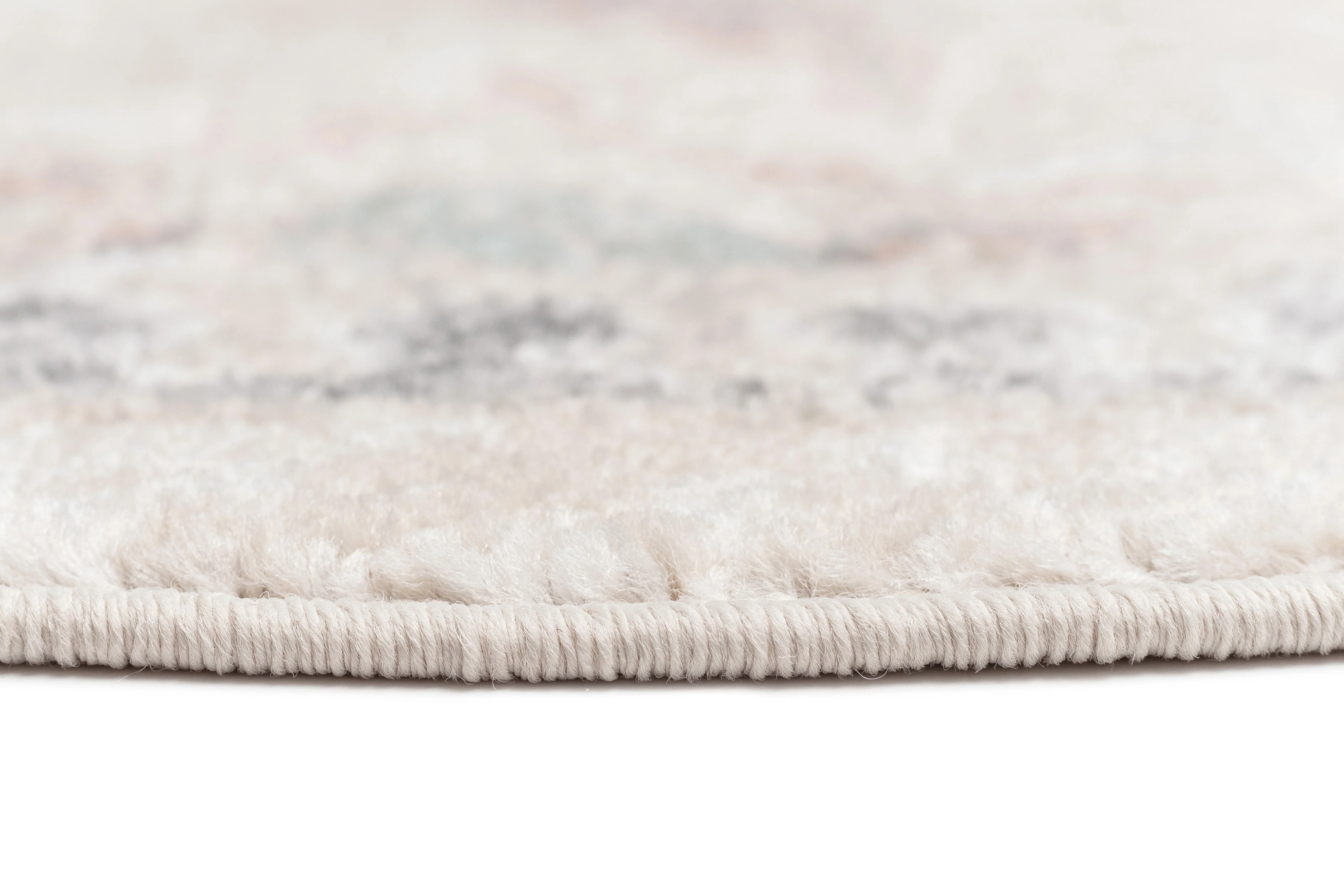 Pebblebrook Cream and Pink Traditional Round Rug - Image 9