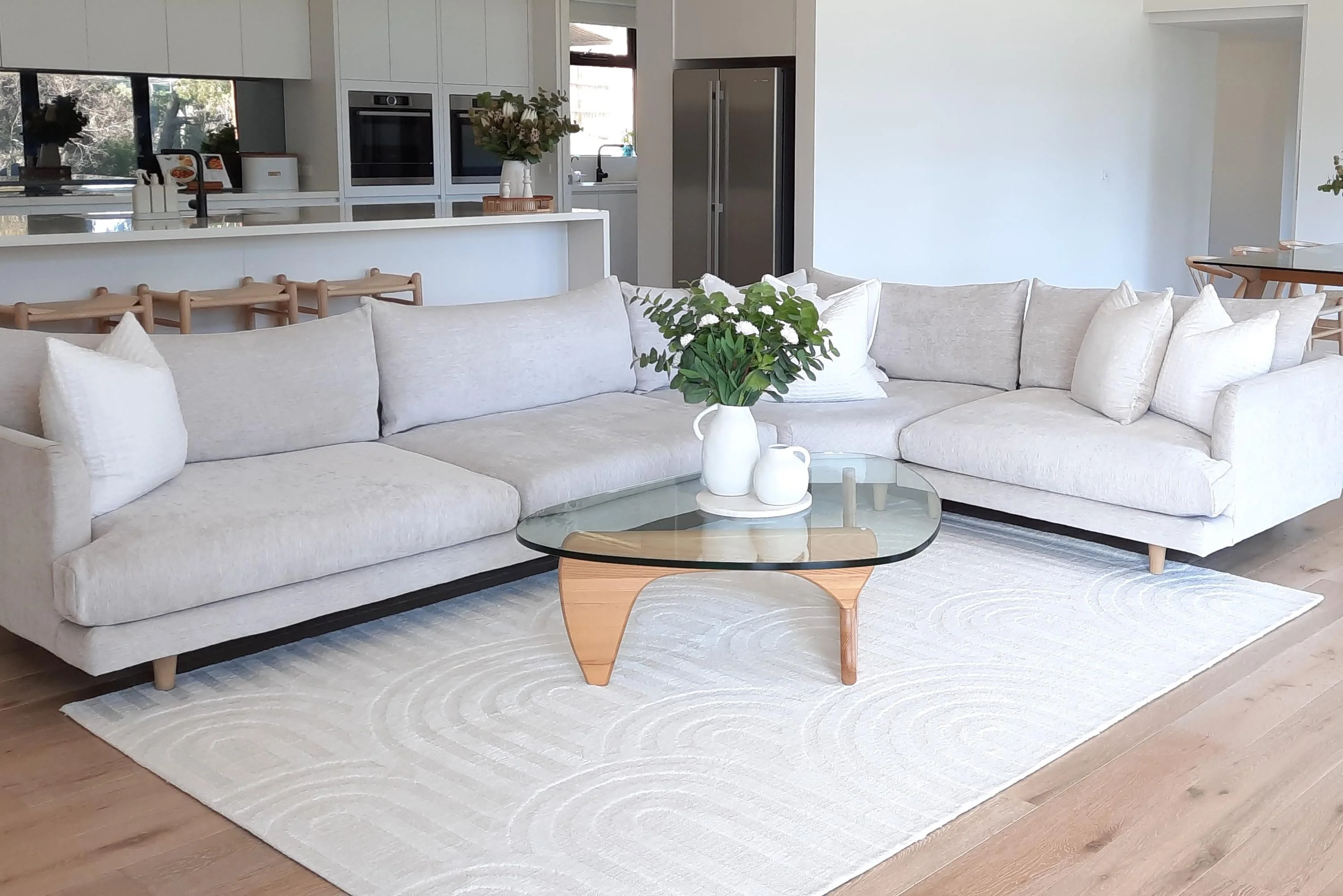 Penelope Ivory Cream Textured Rainbow Rug - Image 9