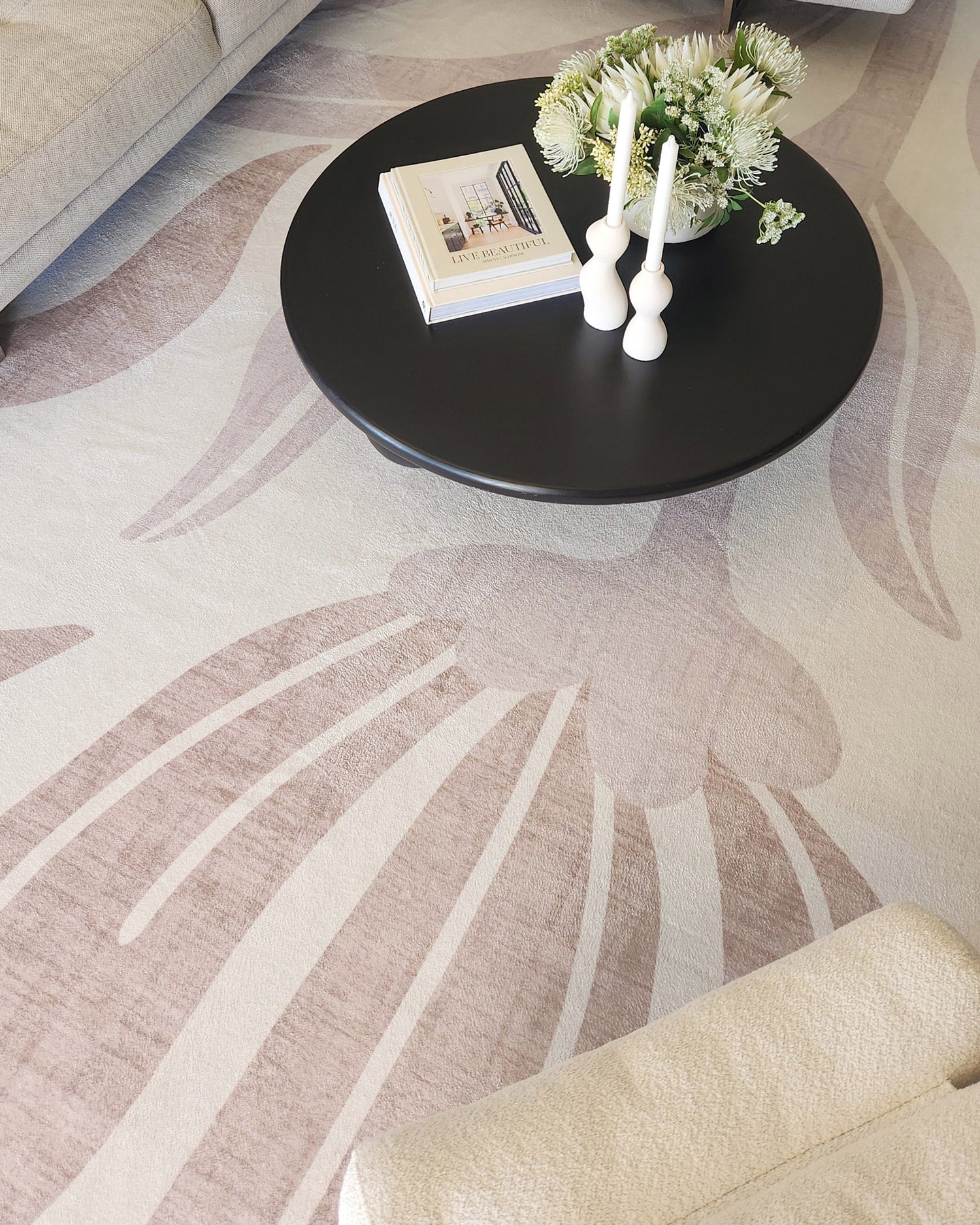 Perlha Beige and Grey Botanical Washable Rug - Image 2