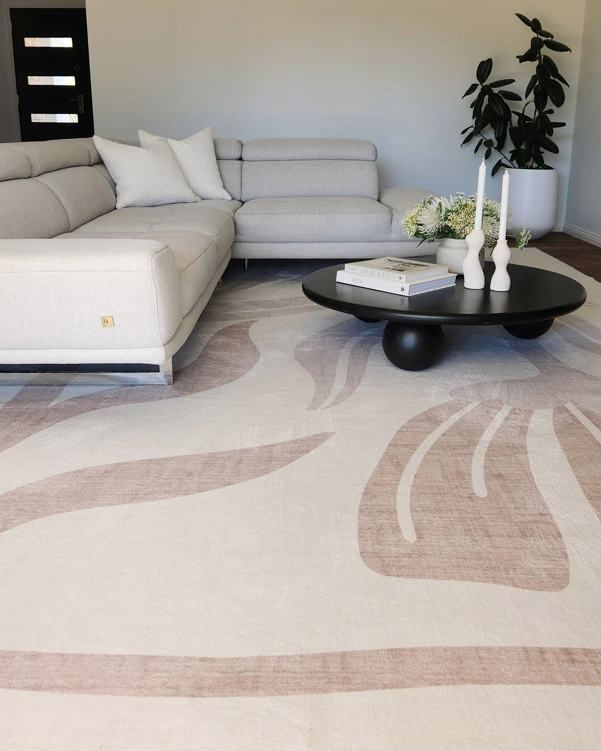 Perlha Beige and Grey Botanical Washable Rug - Image 3