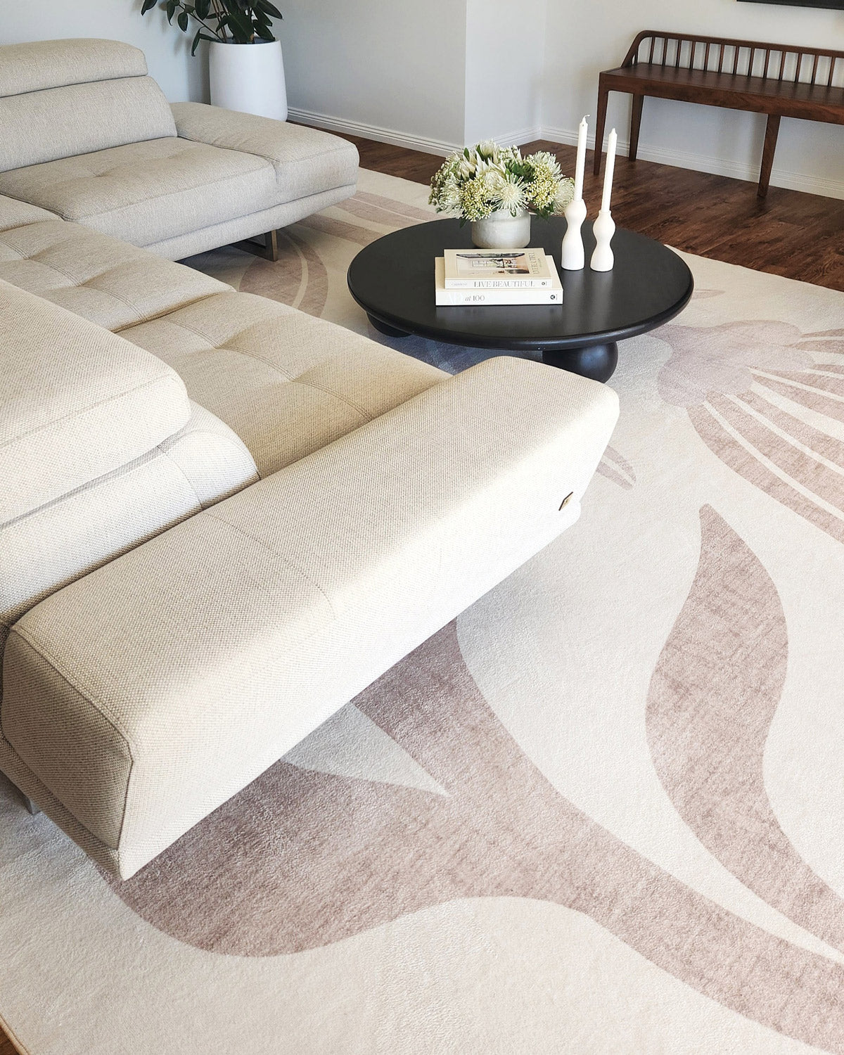 Perlha Beige and Grey Botanical Washable Rug - Image 5