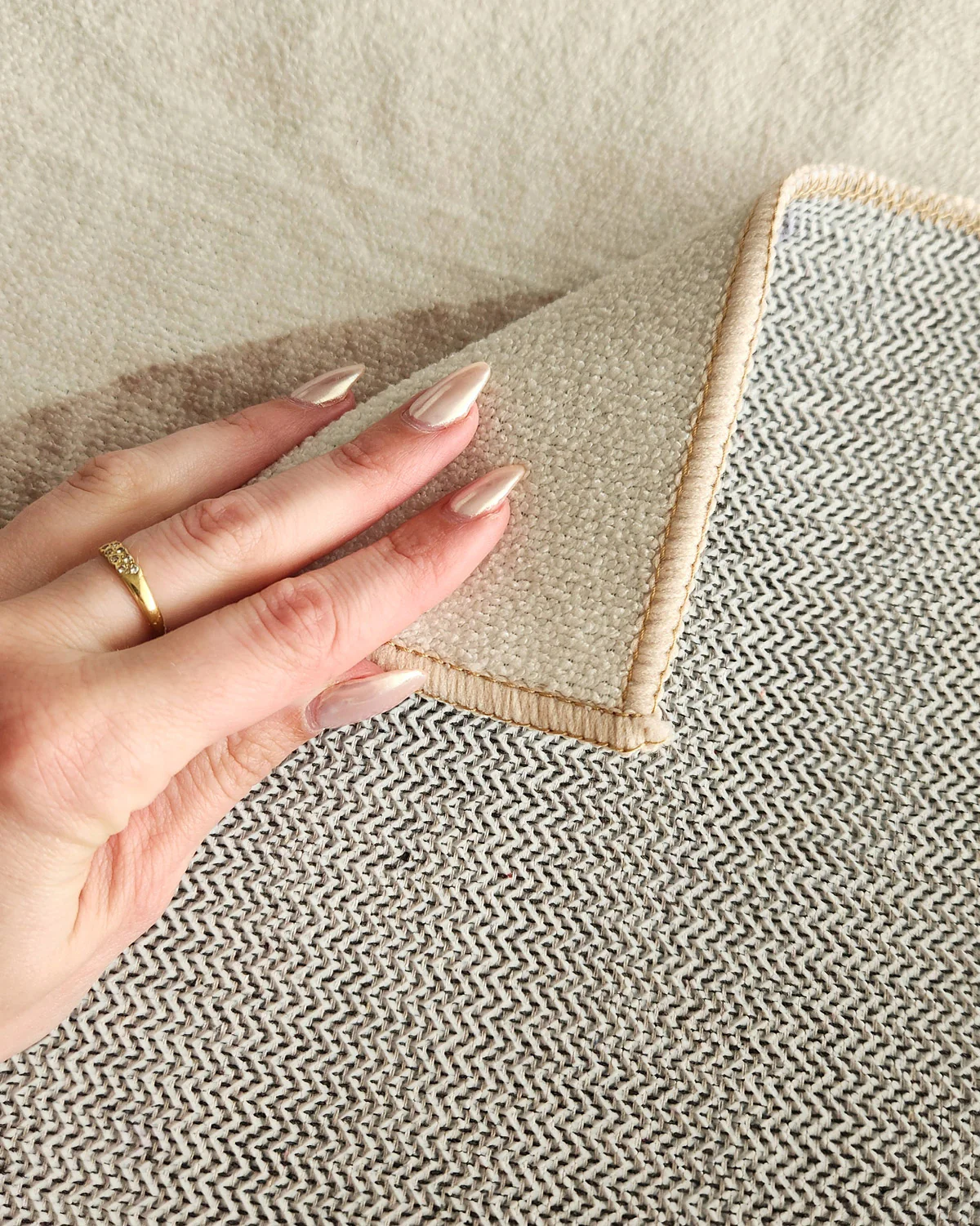Perlha Beige and Grey Botanical Washable Rug - Image 6