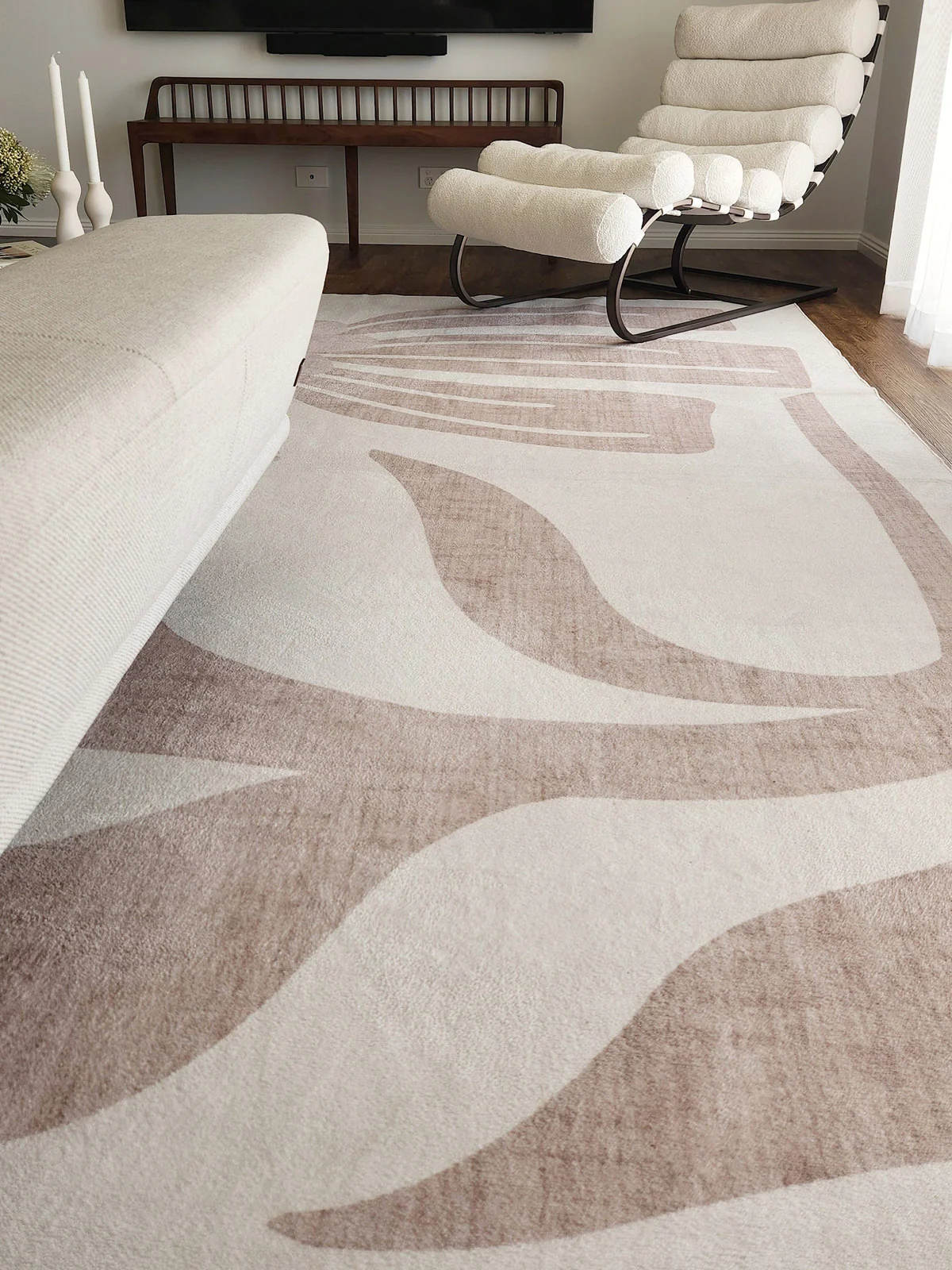 Perlha Beige and Grey Botanical Washable Rug - Image 8