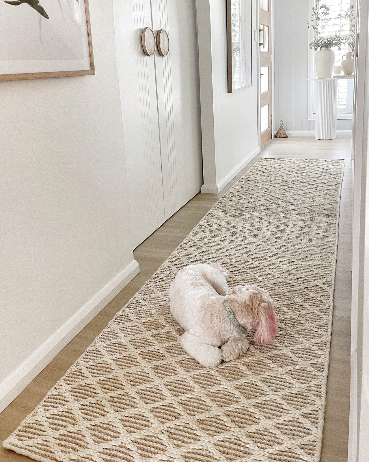Piper Diamond Bleached Jute Runner Rug - Image 3