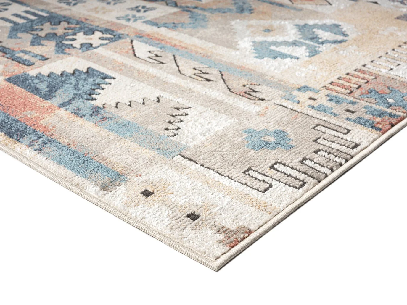 Pippa Orange And Blue Multi Colour Tribal Rug - Image 4