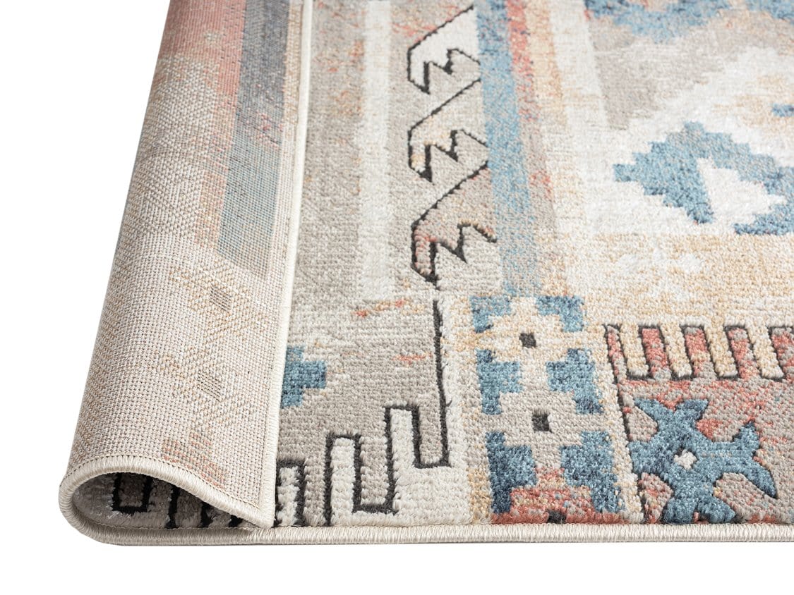 Pippa Orange And Blue Multi Colour Tribal Rug - Image 6