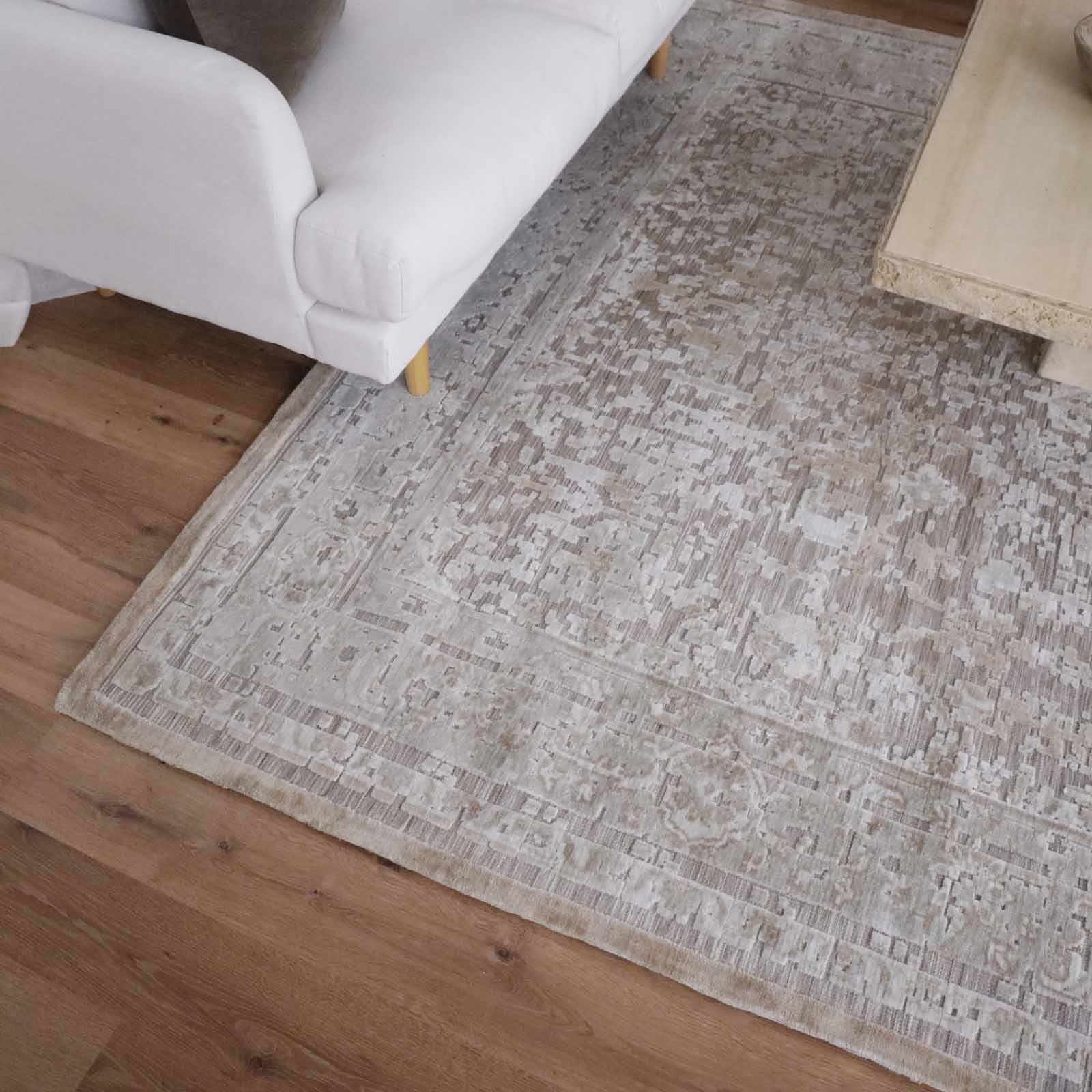 Piya Brown and Grey Traditional Distressed Rug - Image 4