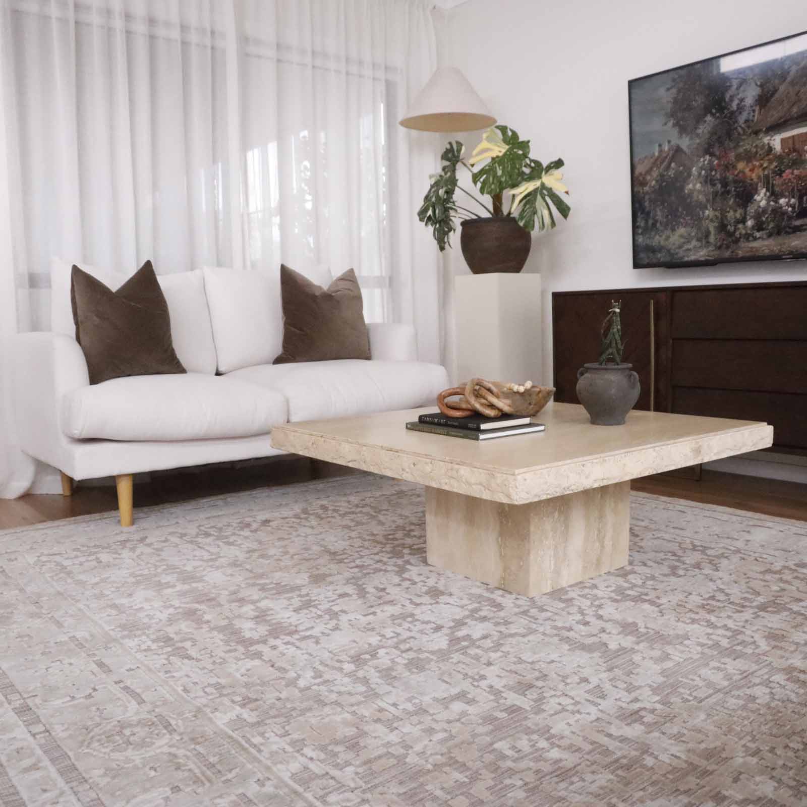 Piya Brown and Grey Traditional Distressed Rug - Image 6