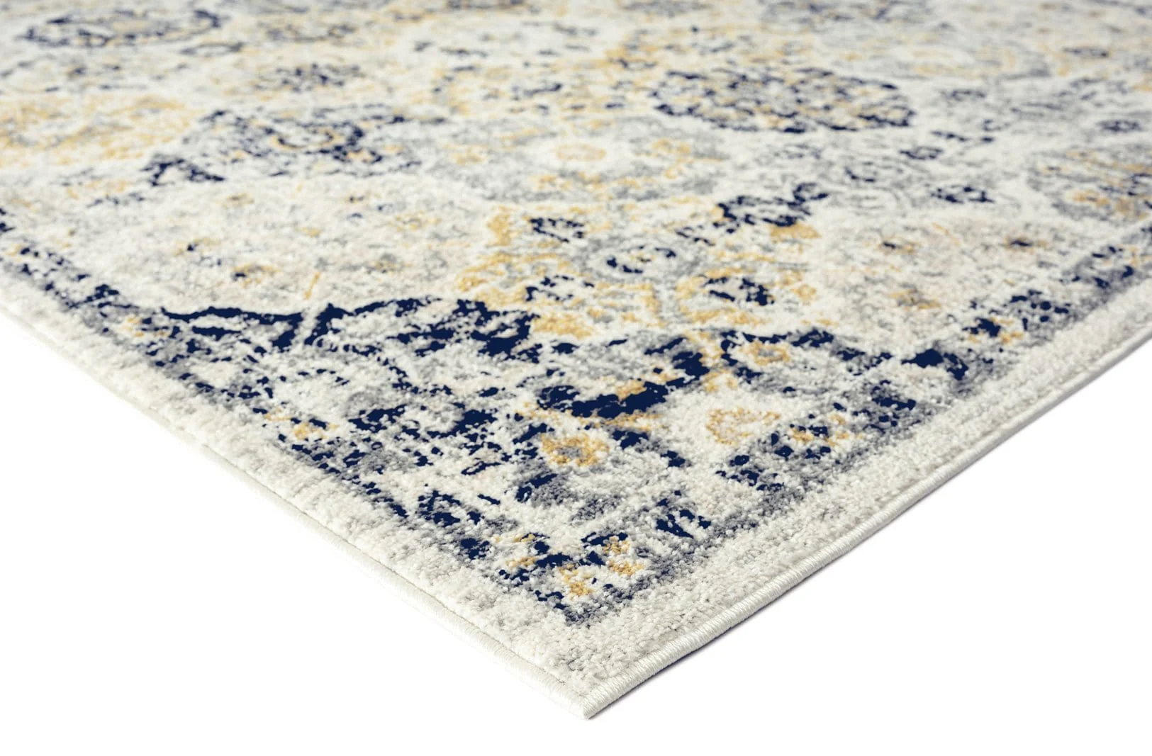 Priscilla Yellow and Navy Blue Floral Transitional Rug - Image 6