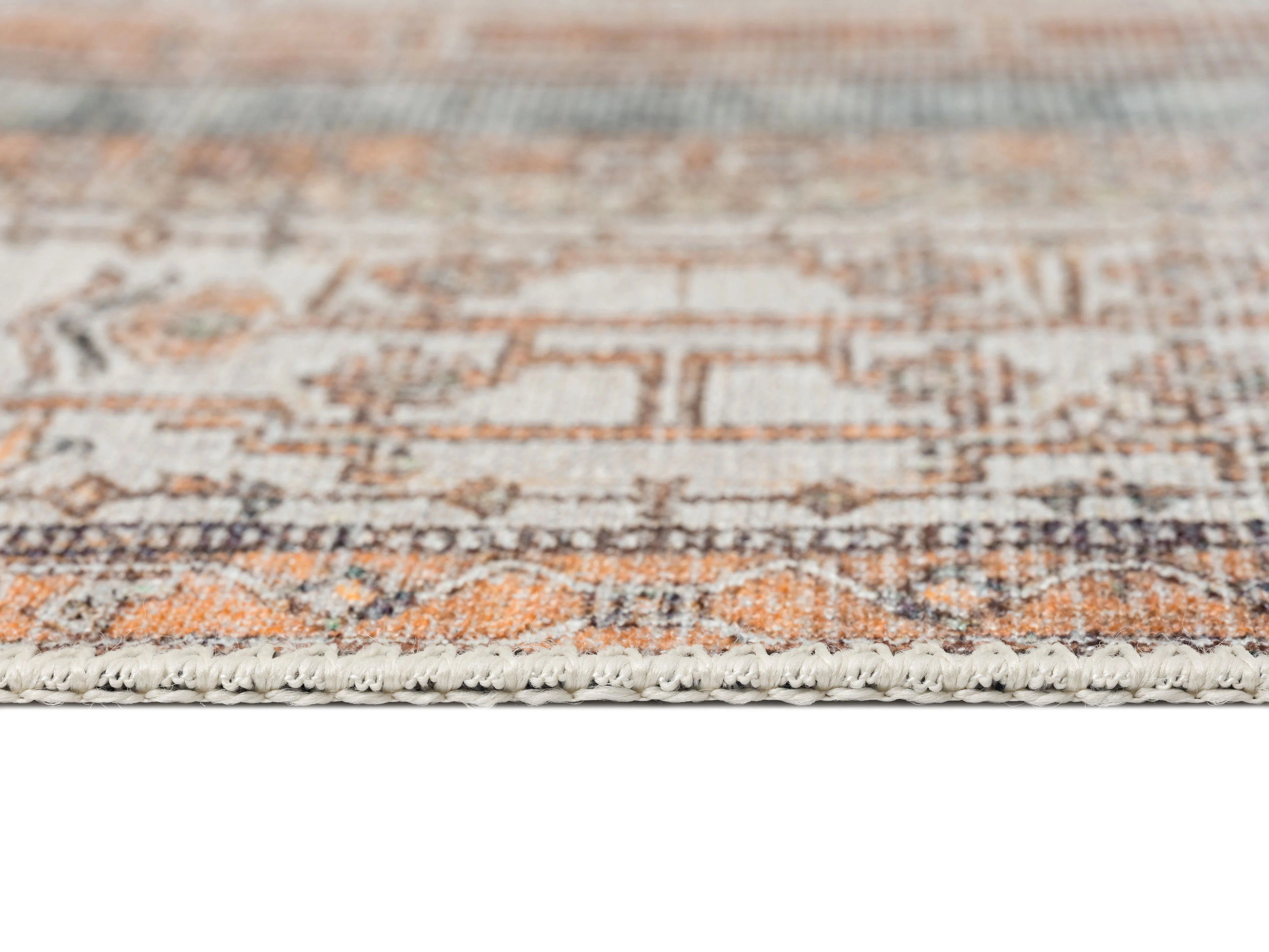 Priya Orange and Green Traditional Distressed Washable Rug - Image 14
