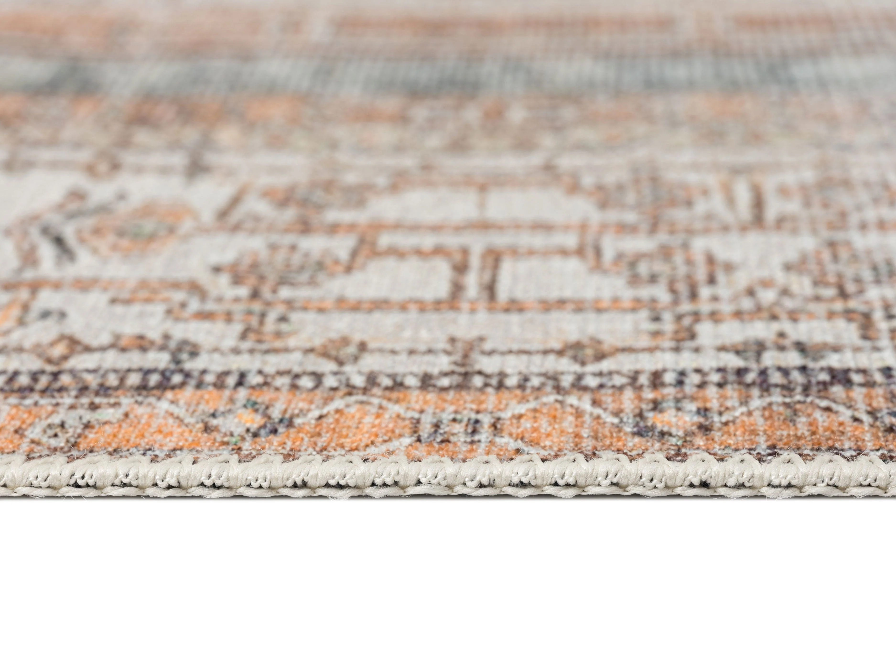 Priya Orange and Green Traditional Distressed Washable Runner Rug - Image 11