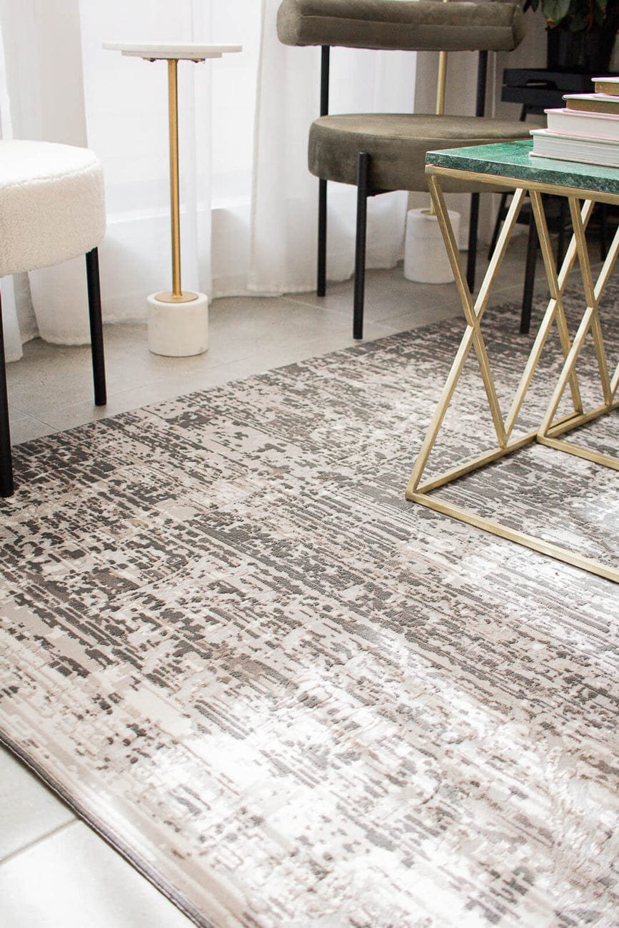 Raina Charcoal Grey And Ivory Traditional Distressed Rug - Image 7