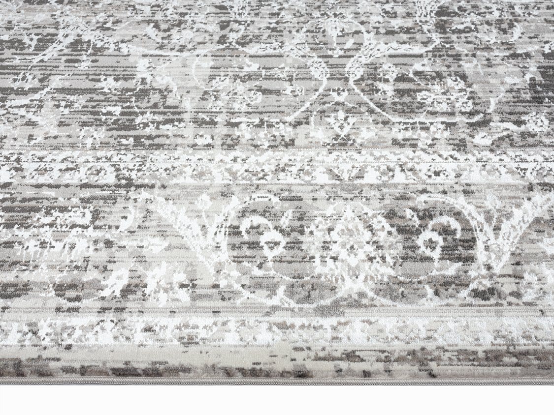 Raina Charcoal Grey And Ivory Traditional Distressed Rug - Image 9
