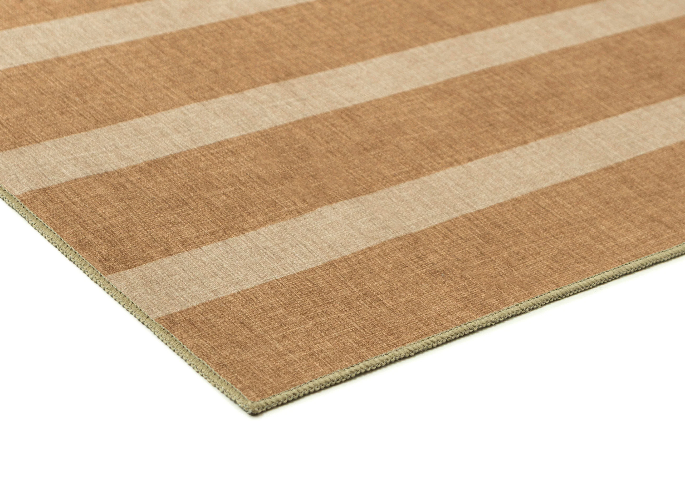 Ravello Warm Beige and Golden Sand Striped Indoor Outdoor Rug - Image 8