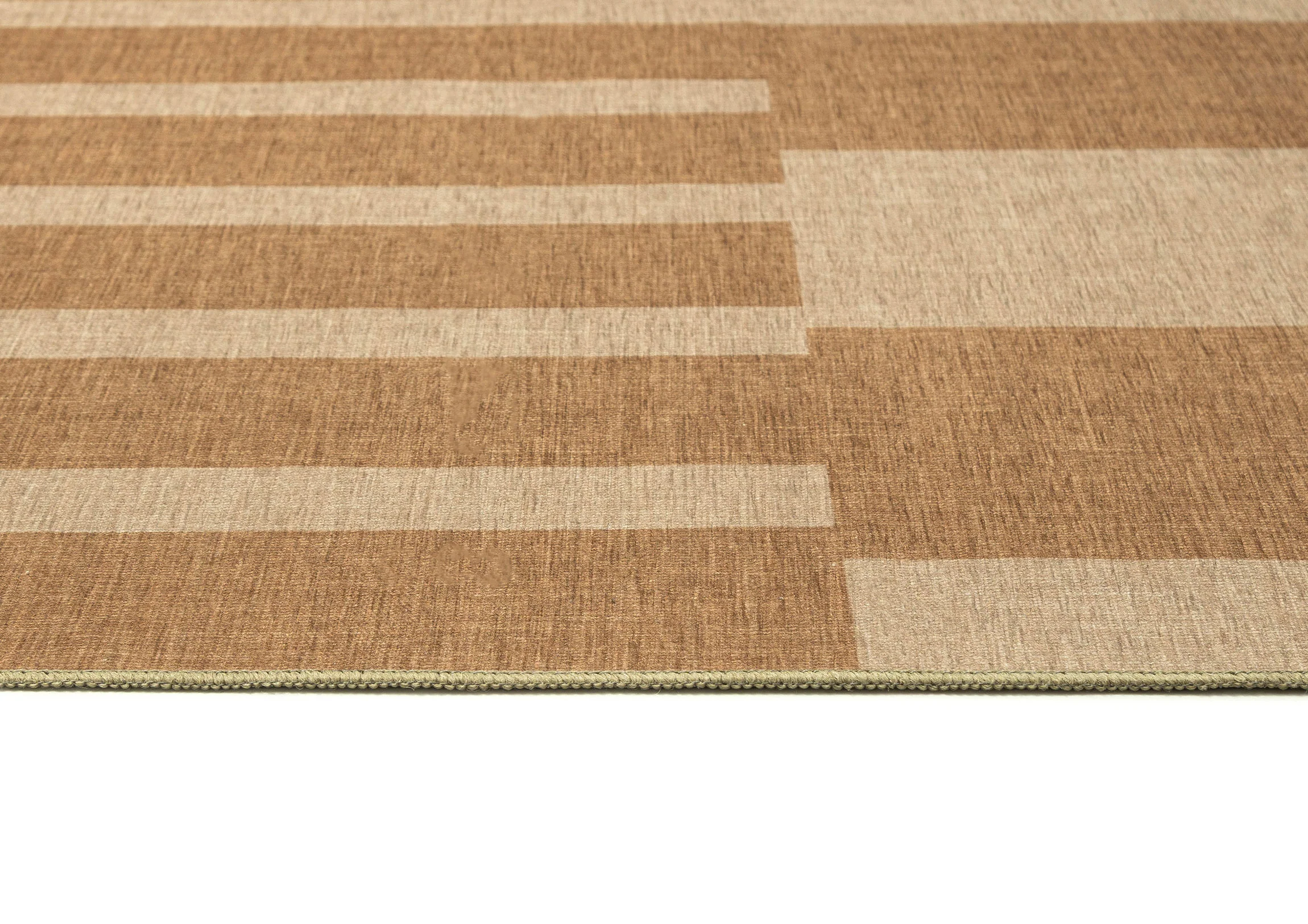 Ravello Warm Beige and Golden Sand Striped Indoor Outdoor Rug - Image 9