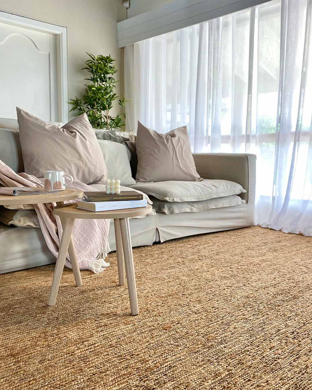 Raven Natural Tan Braided Jute Rug - Image 2