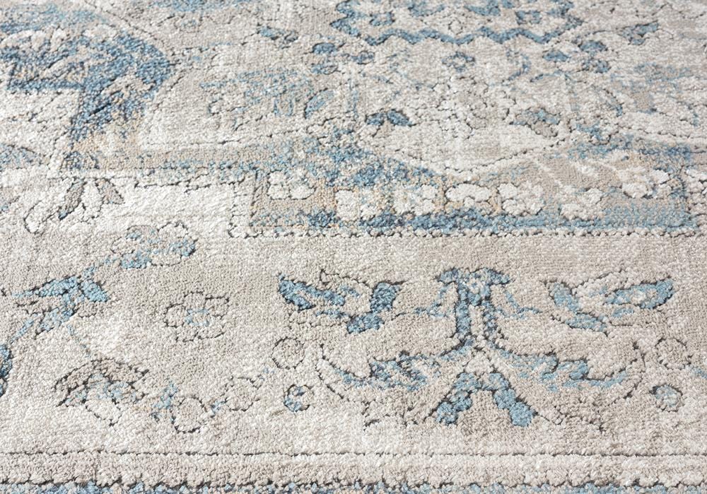 Rhona Blue And Grey Distressed Floral Rug - Image 10