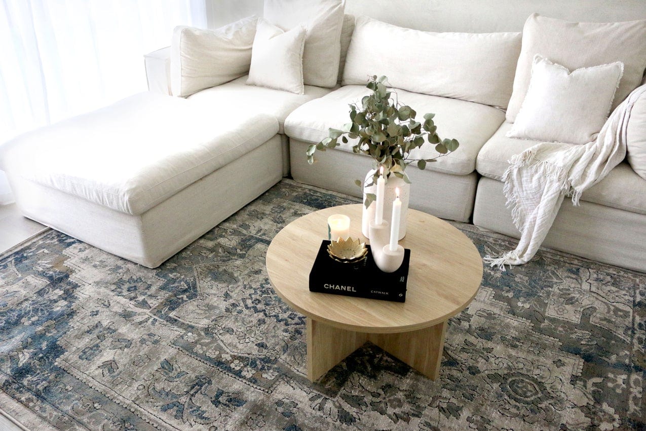 Rhona Blue And Grey Distressed Floral Rug - Image 3
