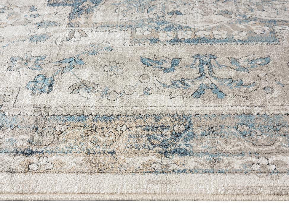 Rhona Blue And Grey Distressed Floral Rug - Image 8