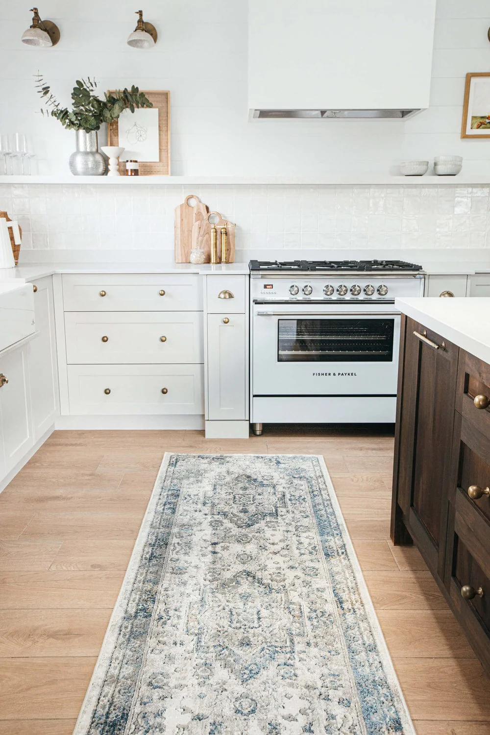 Rhona Blue And Grey Distressed Floral Runner Rug - Image 5