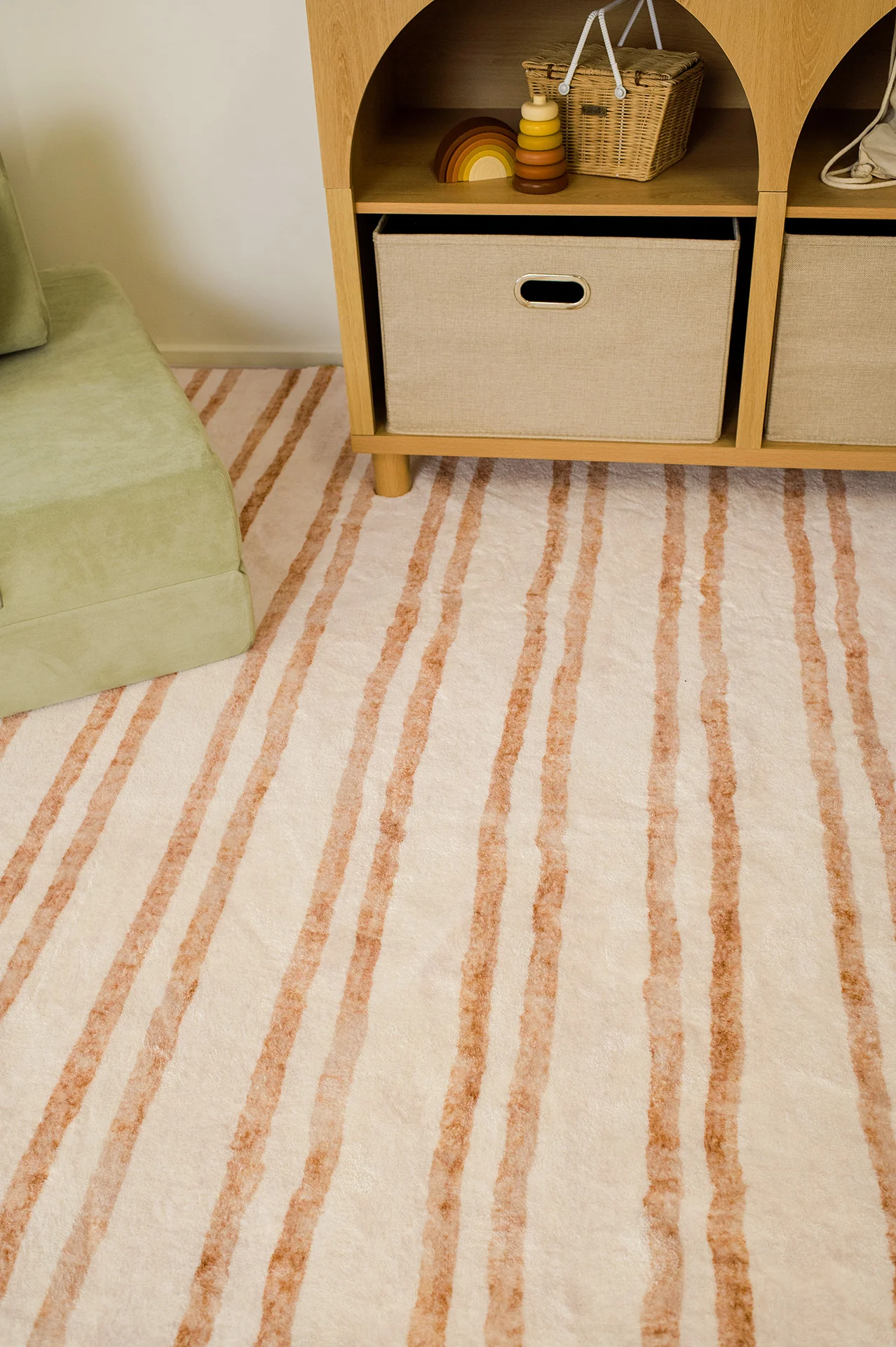 Rhow Neutral Striped Washable Rug - Image 3