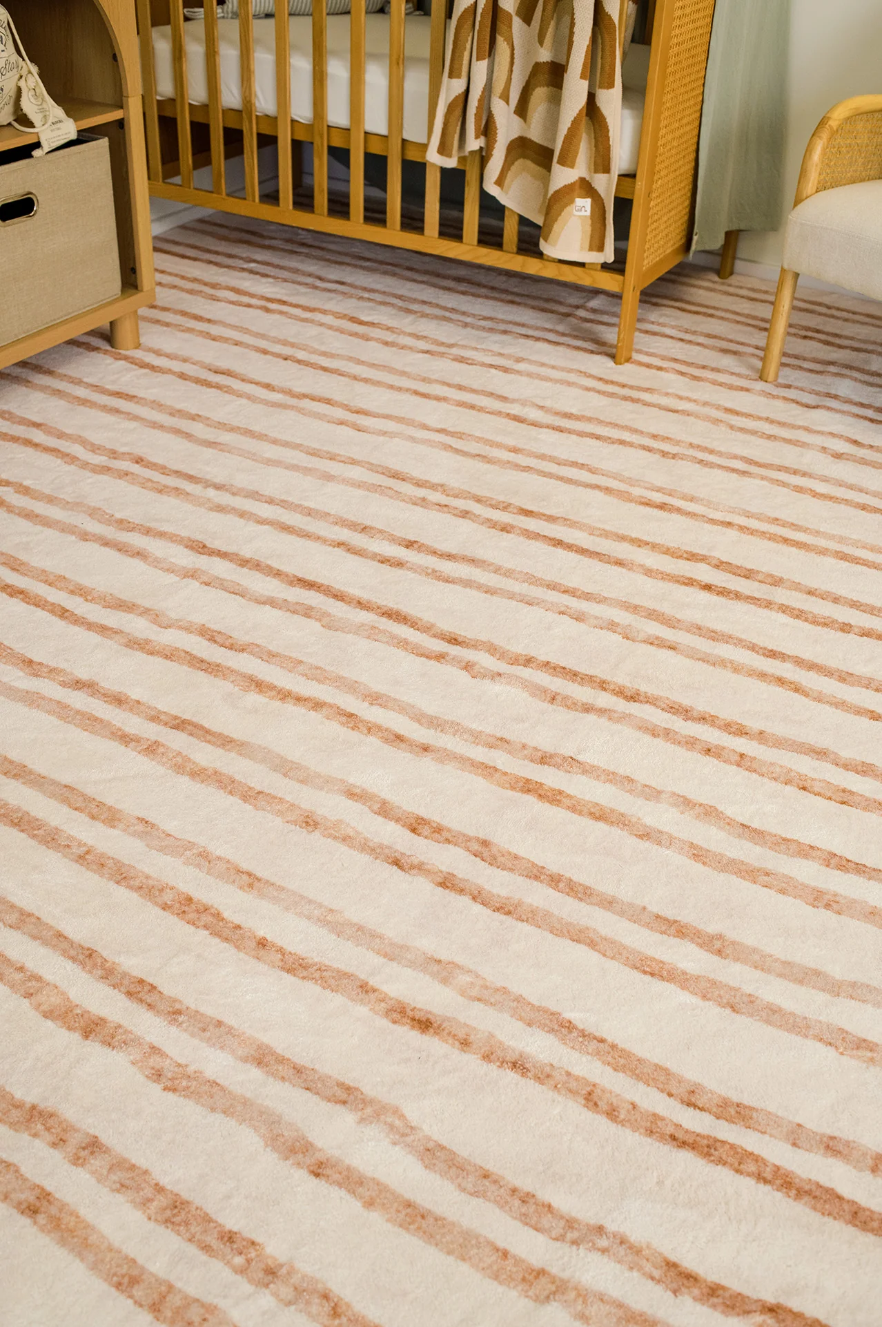 Rhow Neutral Striped Washable Rug - Image 4