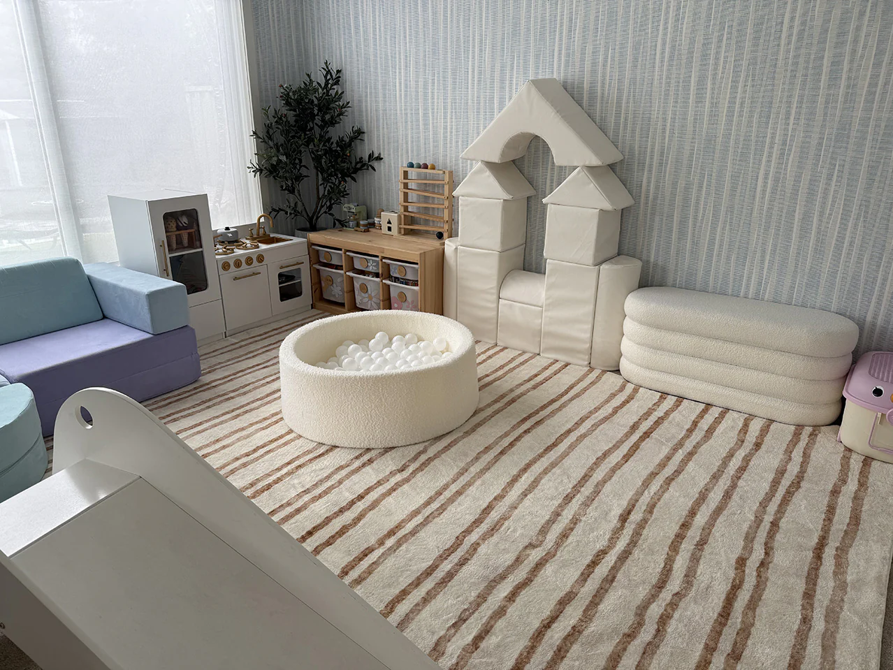 Rhow Neutral Striped Washable Rug - Image 7