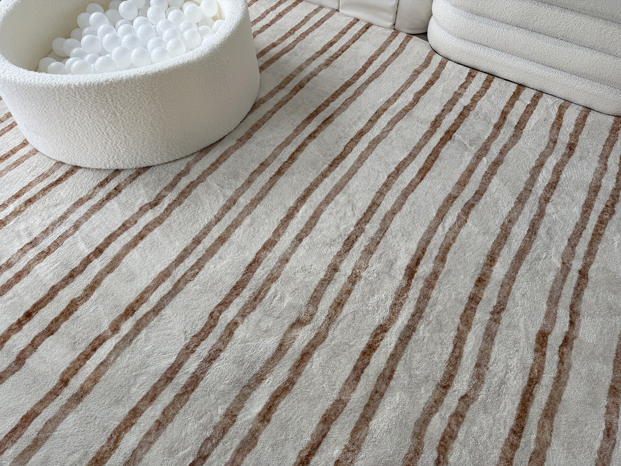 Rhow Neutral Striped Washable Rug - Image 8