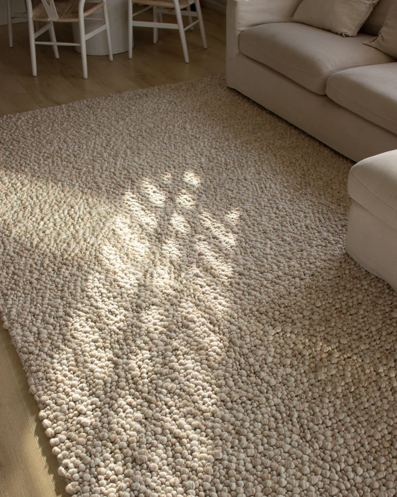 Rila Cream and Beige Marbled Wool Rug - Image 2