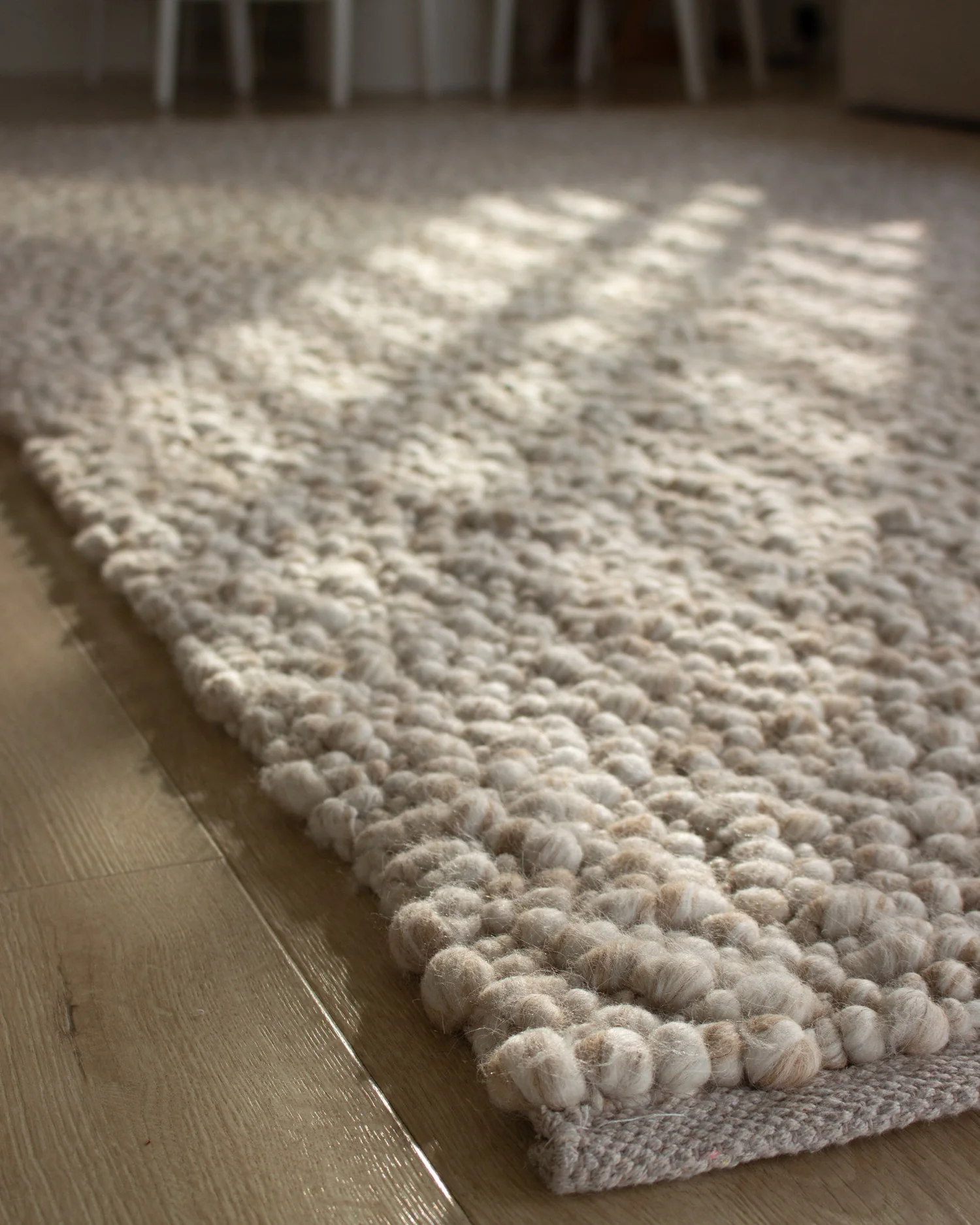 Rila Cream and Beige Marbled Wool Rug - Image 5