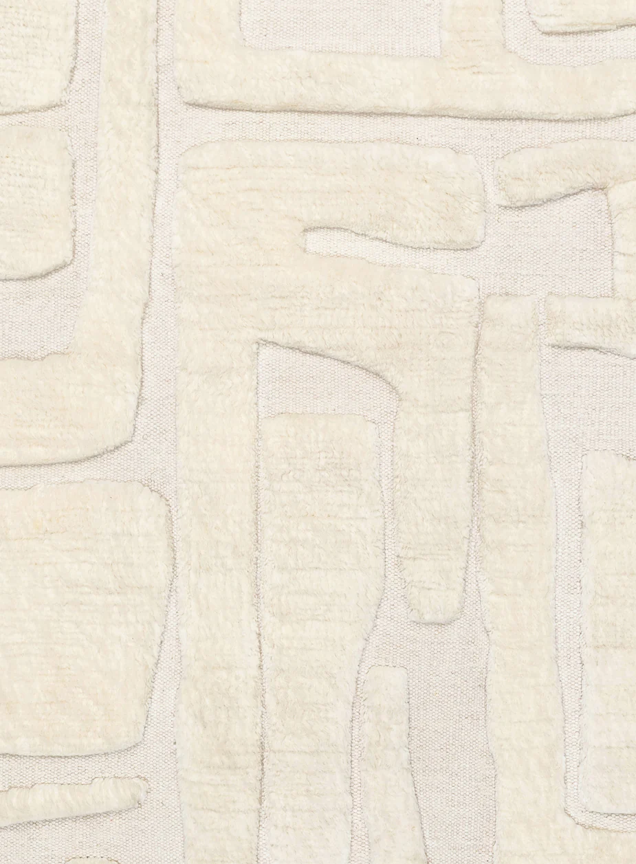 Rolini Ivory Abstract Textured Wool Rug - Image 15