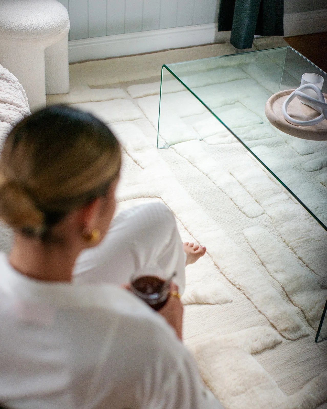 Rolini Ivory Abstract Textured Wool Rug - Image 5