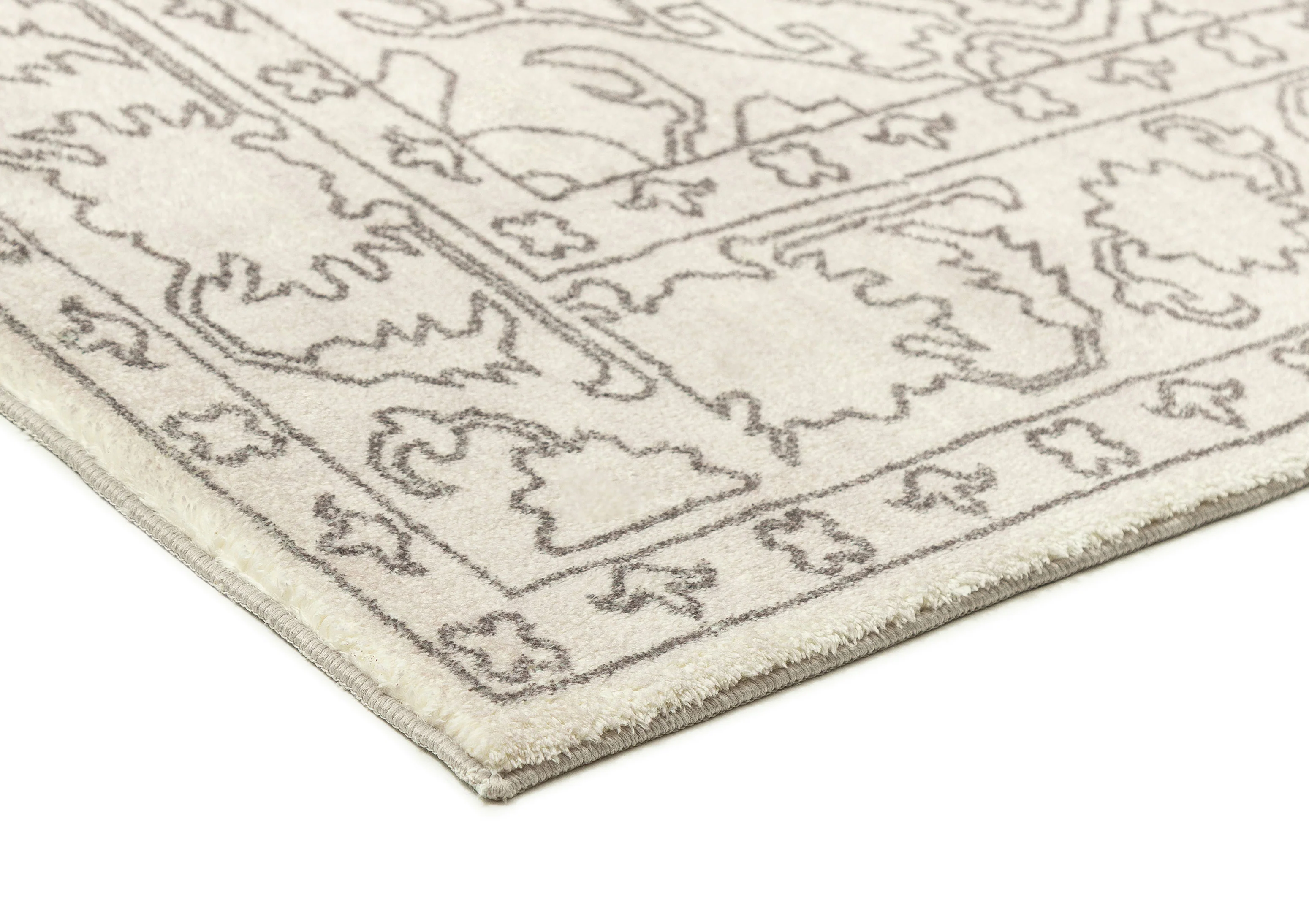 Rosalie Grey Cream Traditional Distressed Washable Rug - Image 11