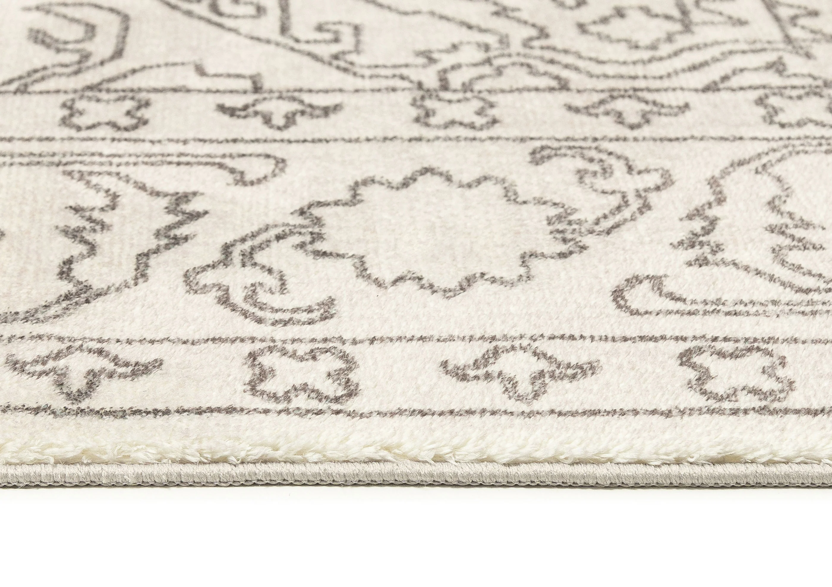 Rosalie Grey Cream Traditional Distressed Washable Rug - Image 12