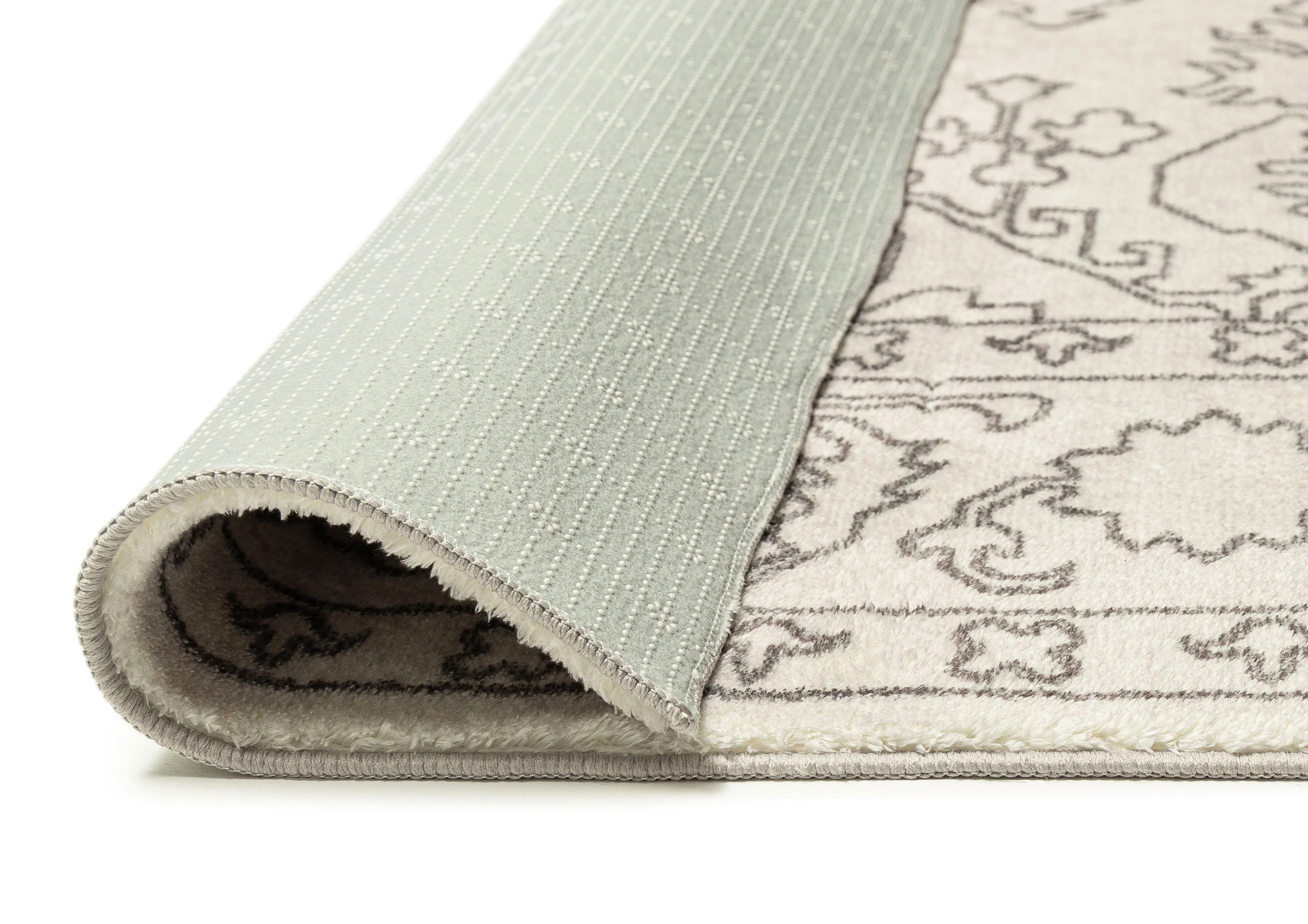Rosalie Grey Cream Traditional Distressed Washable Rug - Image 13