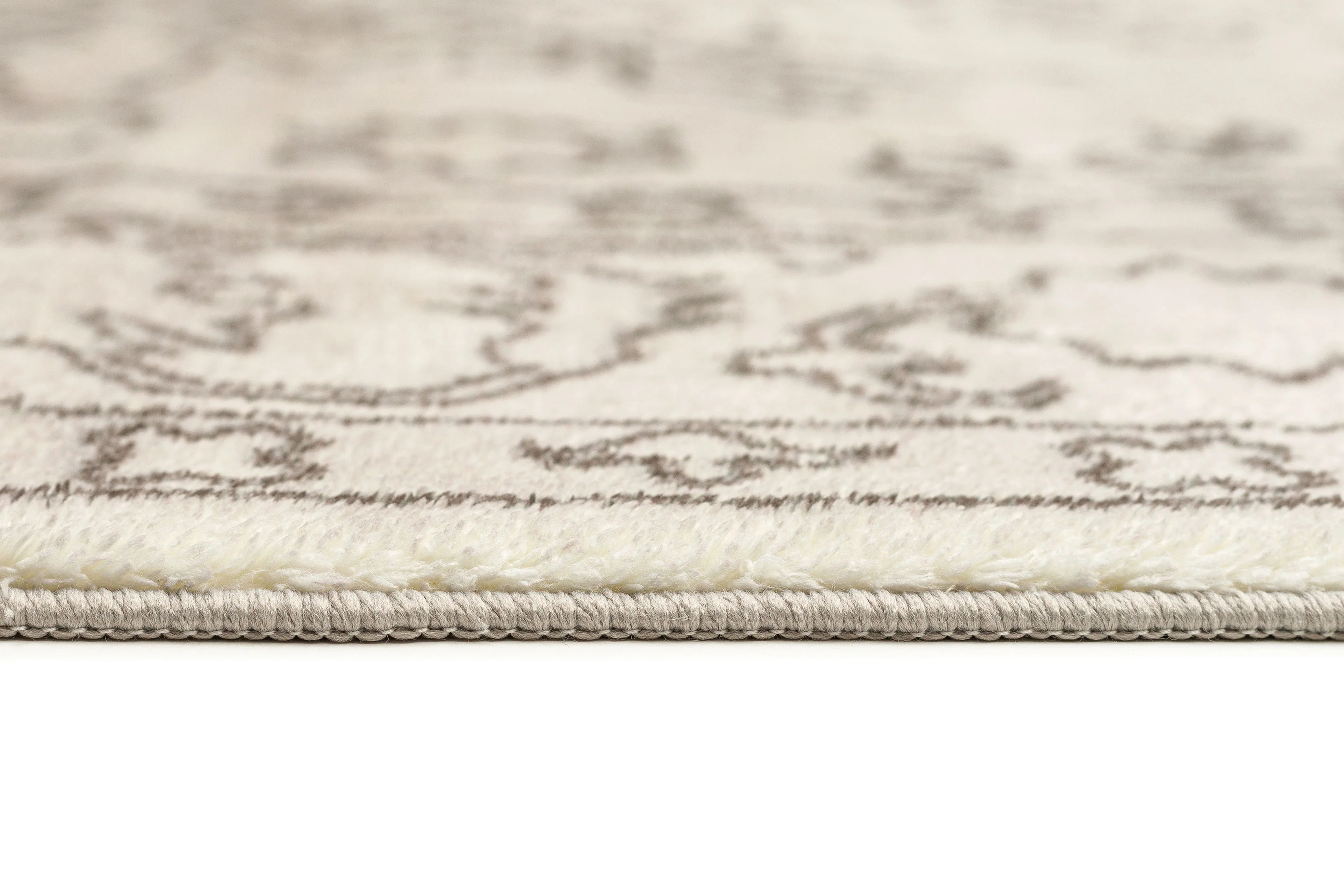 Rosalie Grey Cream Traditional Distressed Washable Rug - Image 14