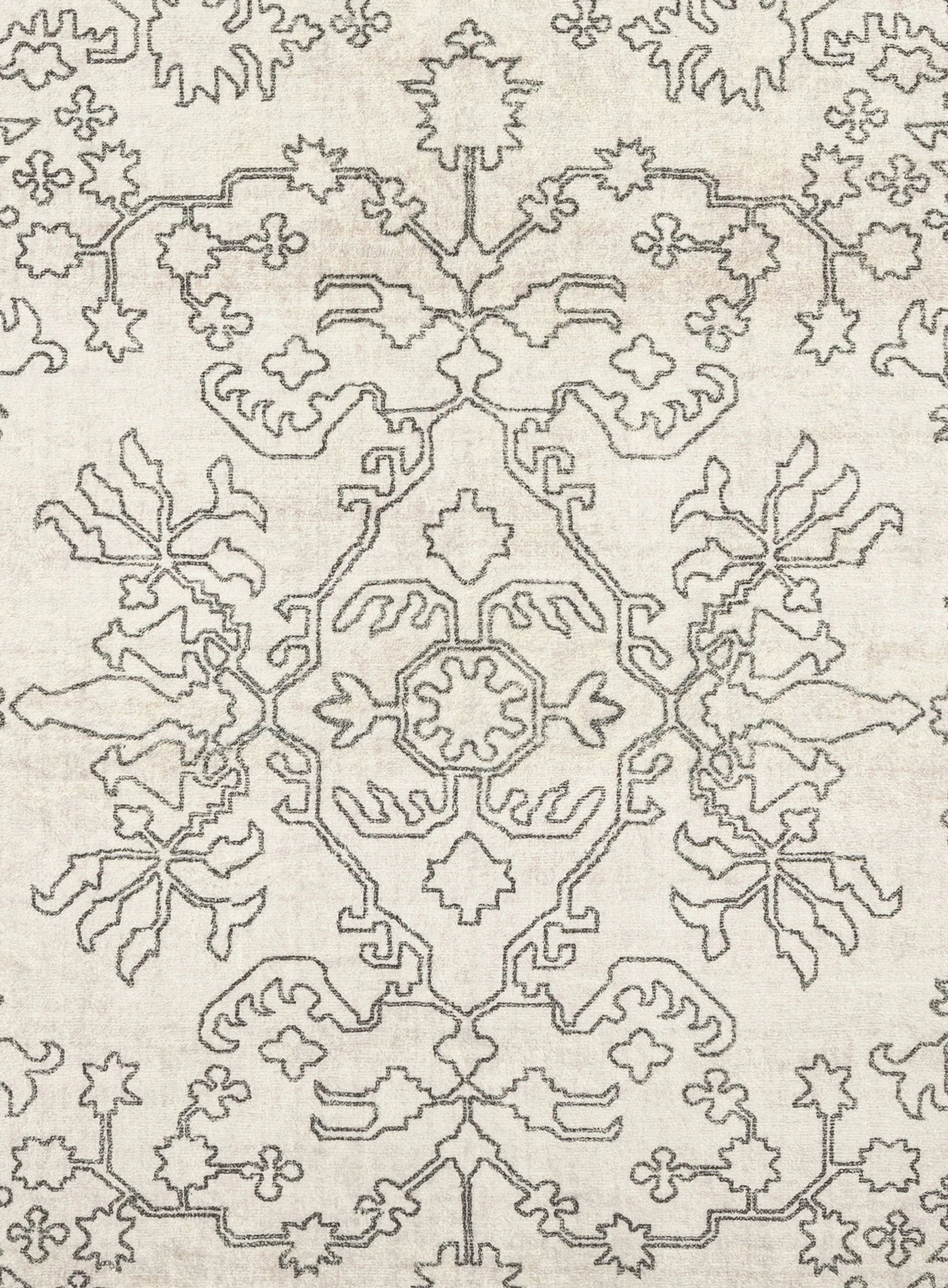 Rosalie Grey Cream Traditional Distressed Washable Rug - Image 15