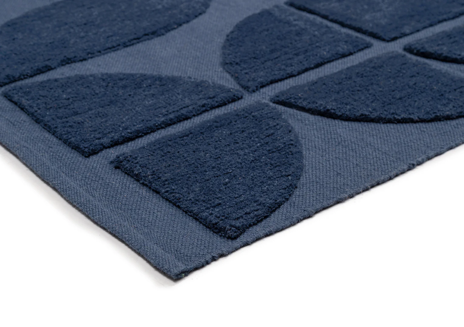 Rue Navy Blue Geometric Washable Wool Rug - Image 4